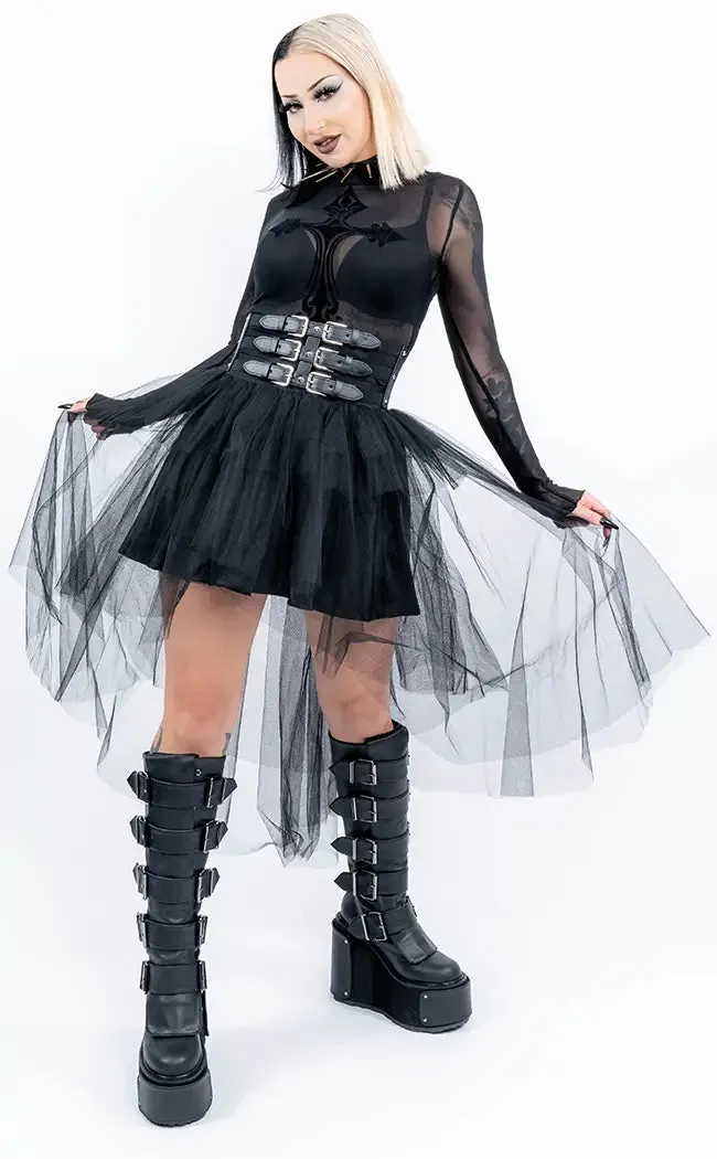 Dark Waves Layered Asymmetrical Mini Skirt