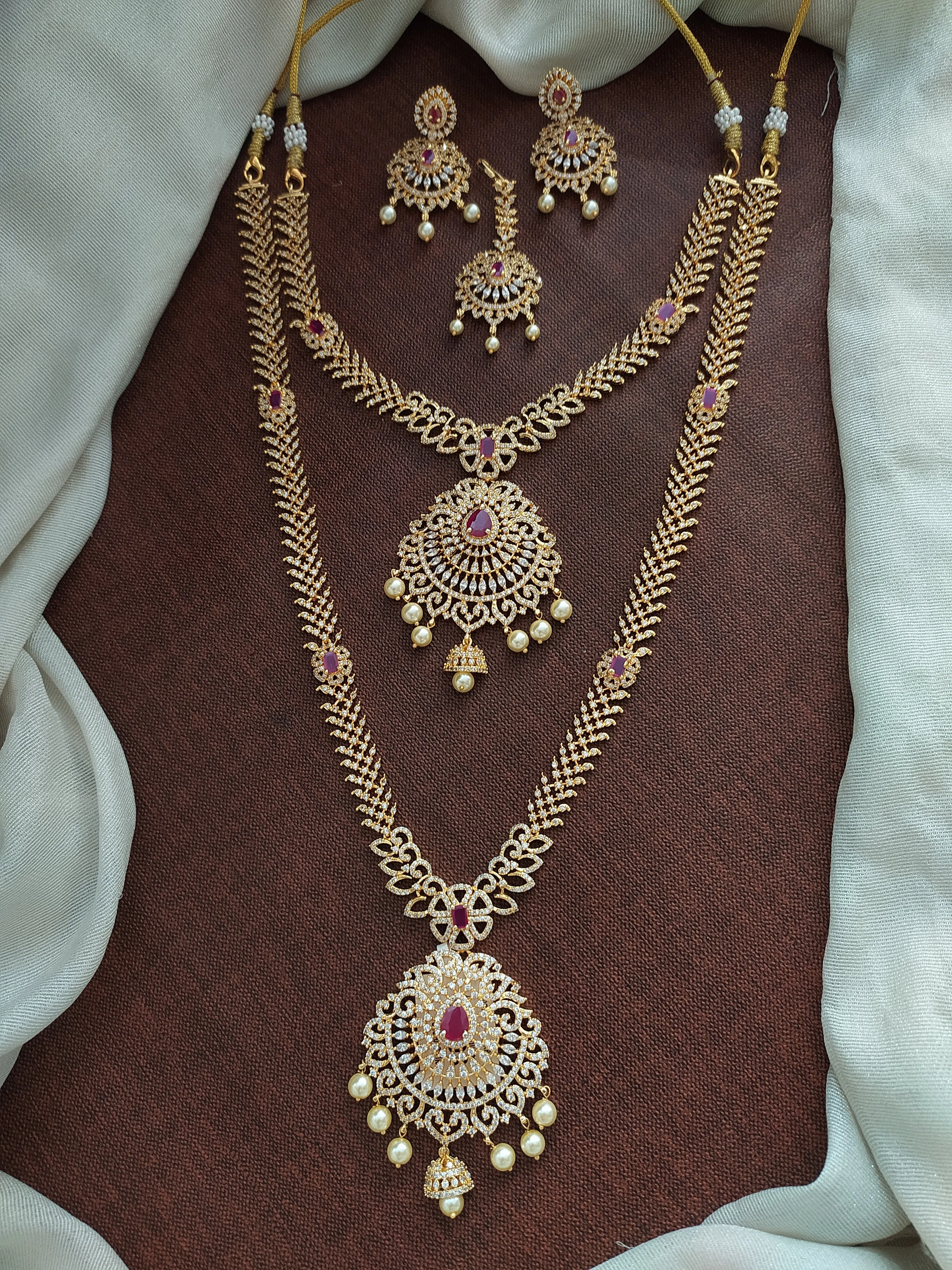 Dazzling Brilliance Mesmerizing Gold-Plated Zircon Combo Set (Haram, Necklace)