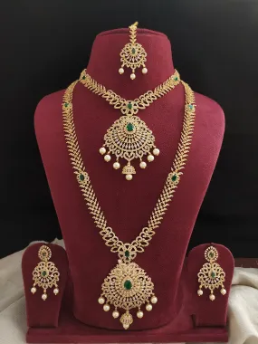 Dazzling Brilliance Mesmerizing Gold-Plated Zircon Combo Set (Haram, Necklace)