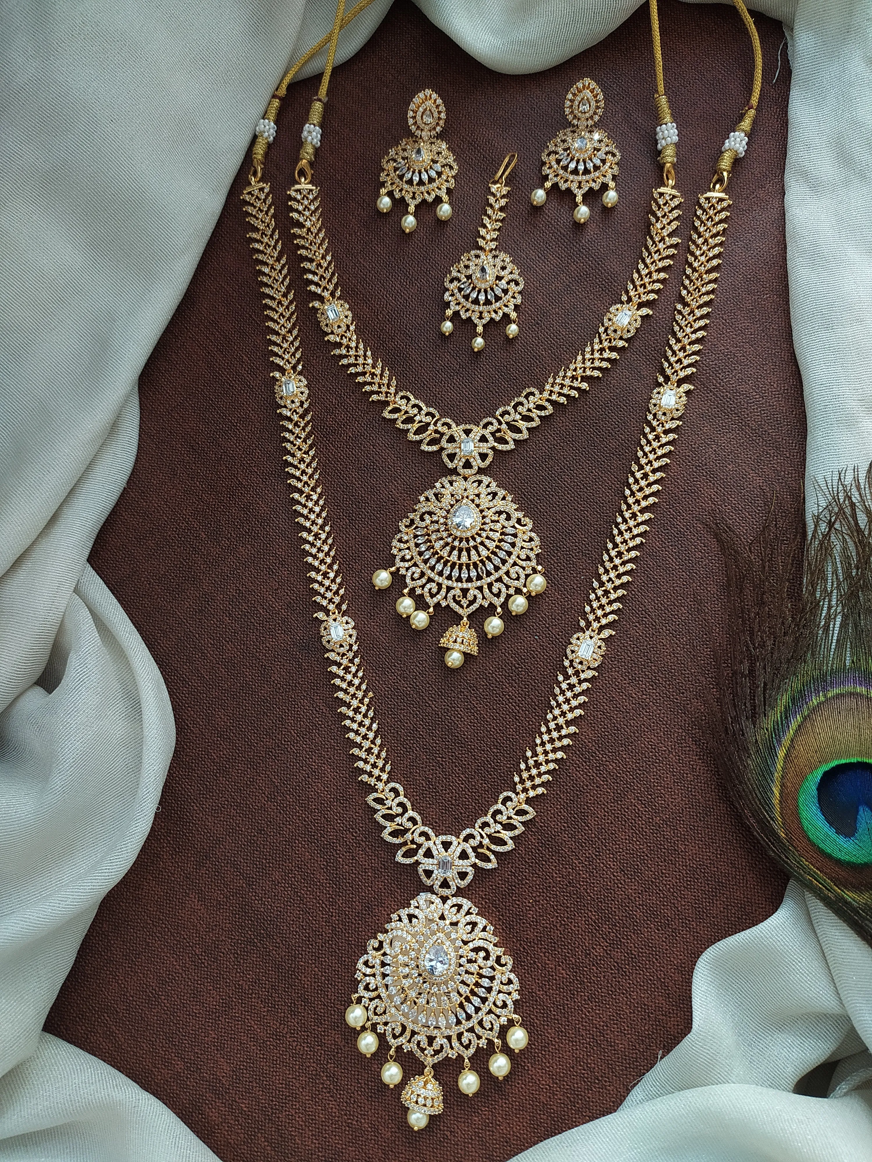 Dazzling Brilliance Mesmerizing Gold-Plated Zircon Combo Set (Haram, Necklace)