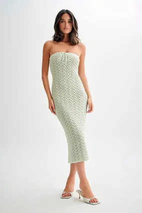 Delia Strapless Knit Midi Dress - Pastel Green