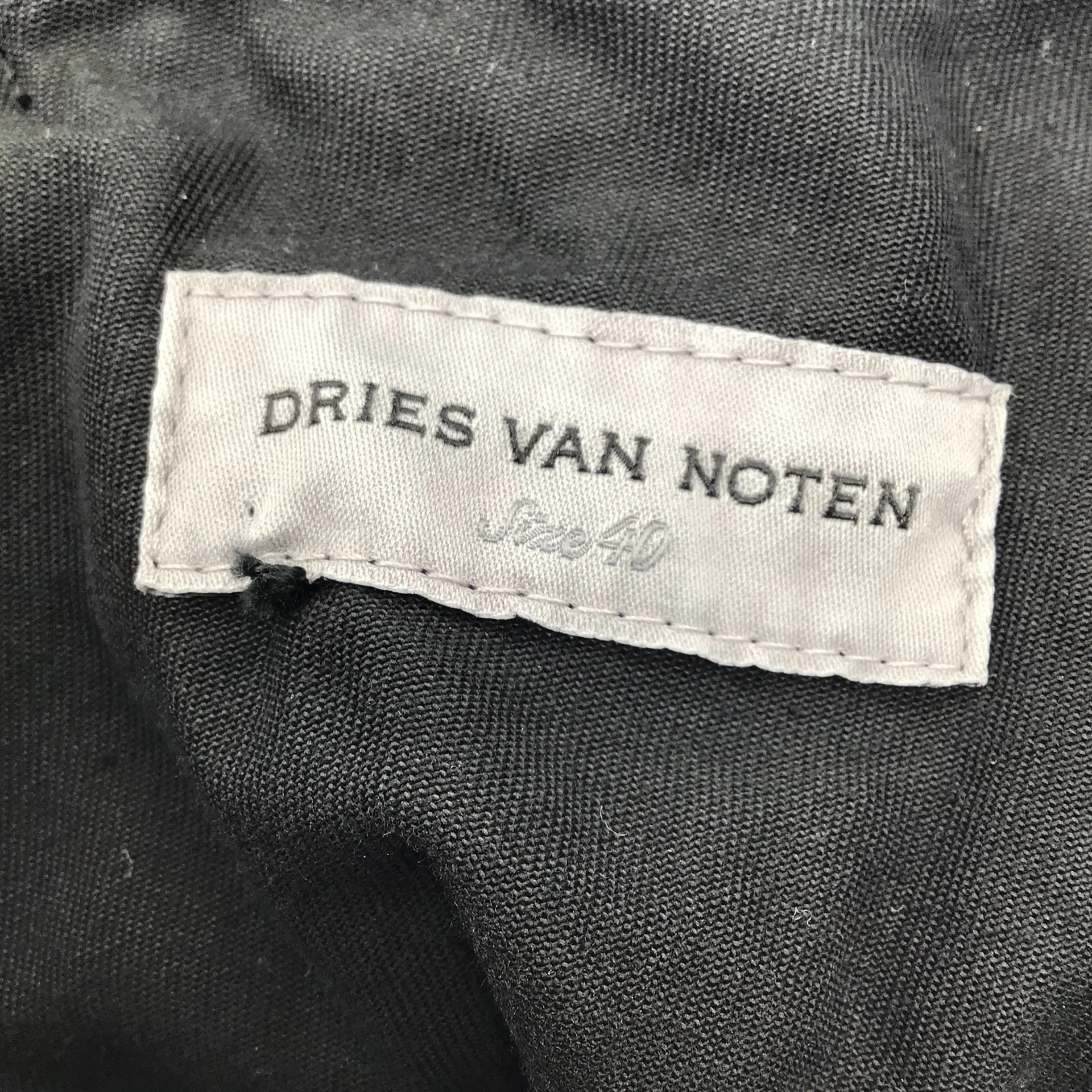 Dries Van Noten Black Double Breasted Belted Cotton Coat