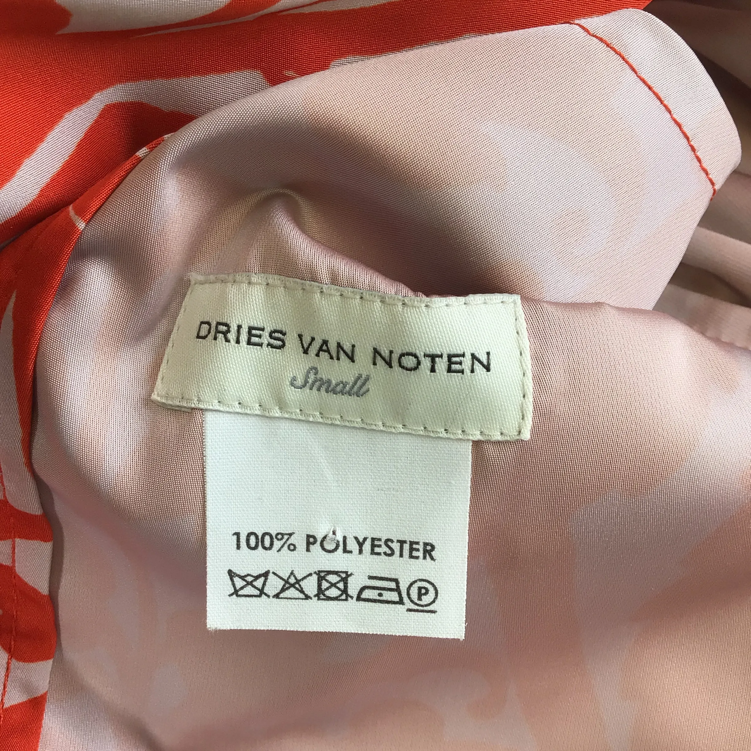 Dries van Noten Red / Blush Pink Printed Micro Coat