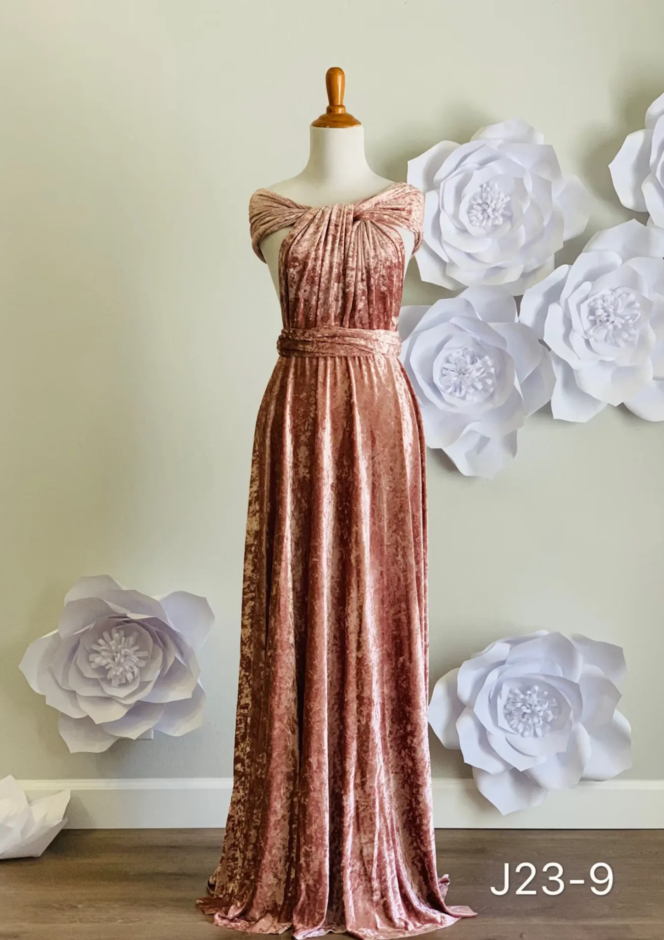 Dusty Rose Crushed  Velvet Infinity Dress/ Wrap Convertible Bridesmaid Dress,J23-9