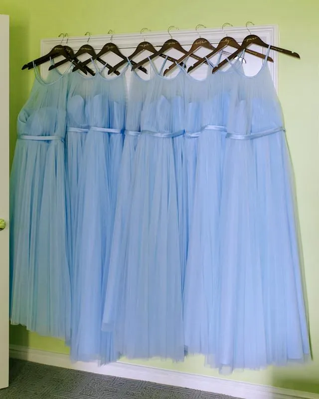 Elegant Long Tulle Halter Bridesmaid Dresses For Beach Wedding