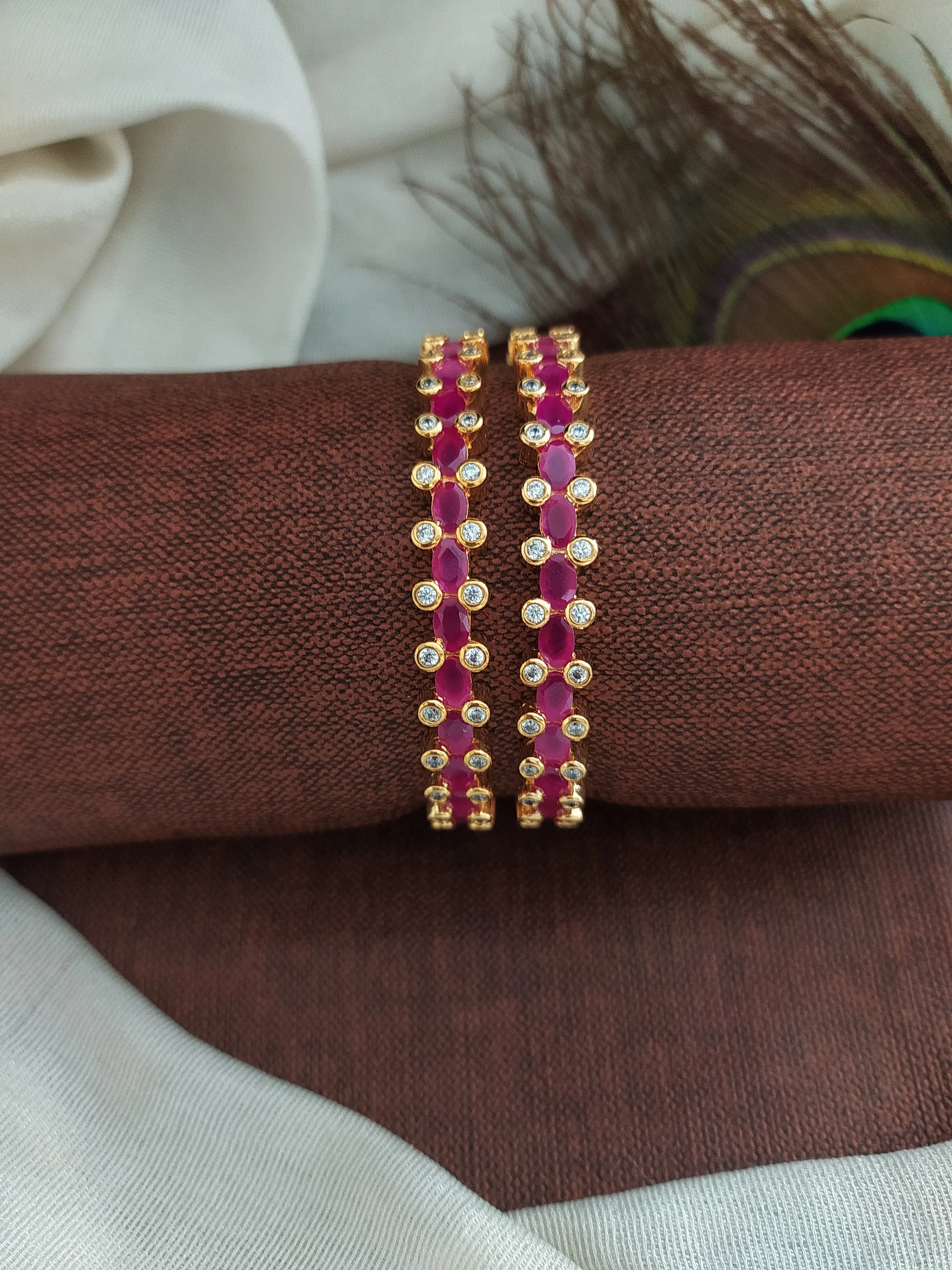 Elevate Your Wrist With Premium Gold-Plated Zircon Bangles (Sizes 2.4 - 2.8)