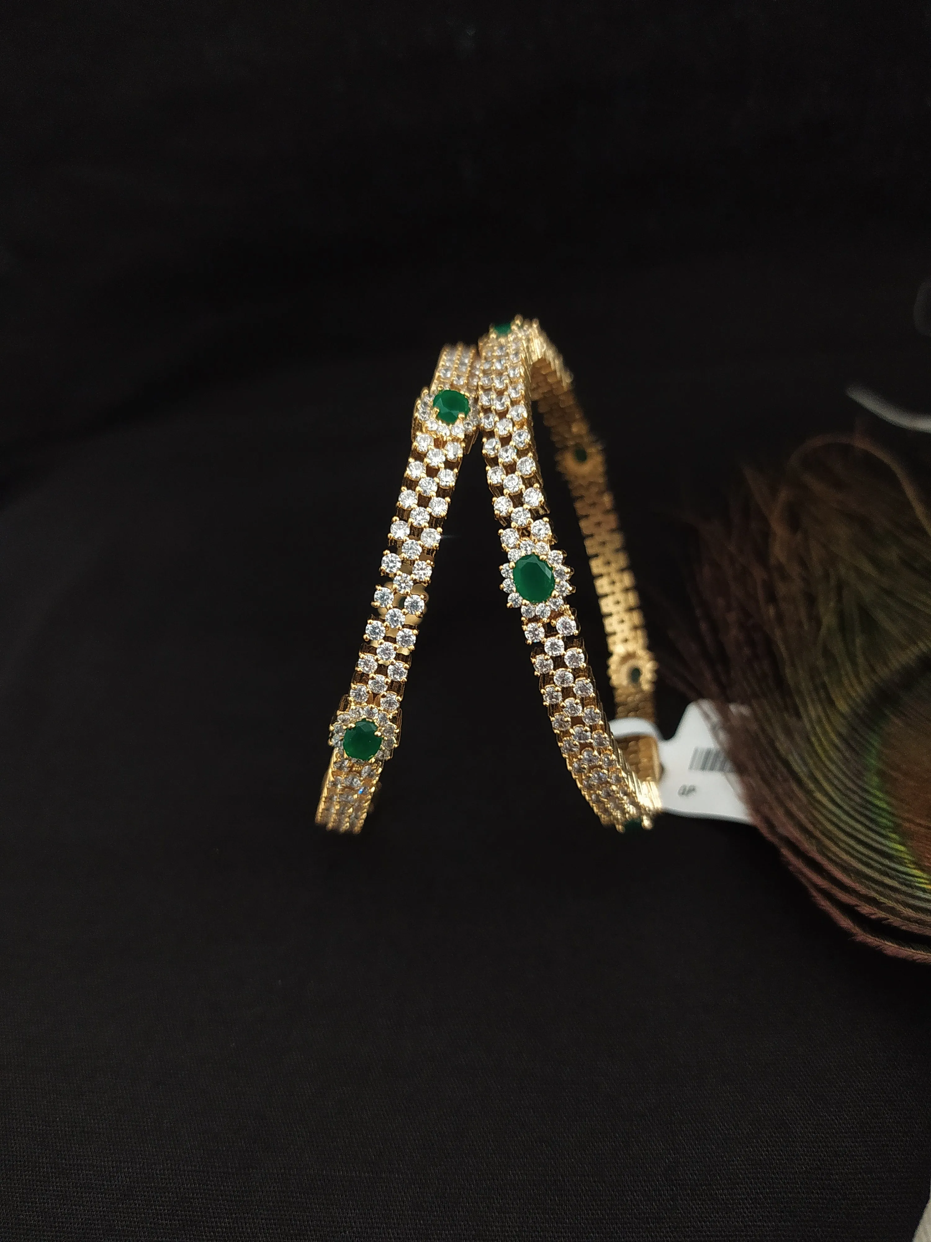 Embrace Coastal Elegance: Gold-Plated Green & Blue Zircοn Bangles