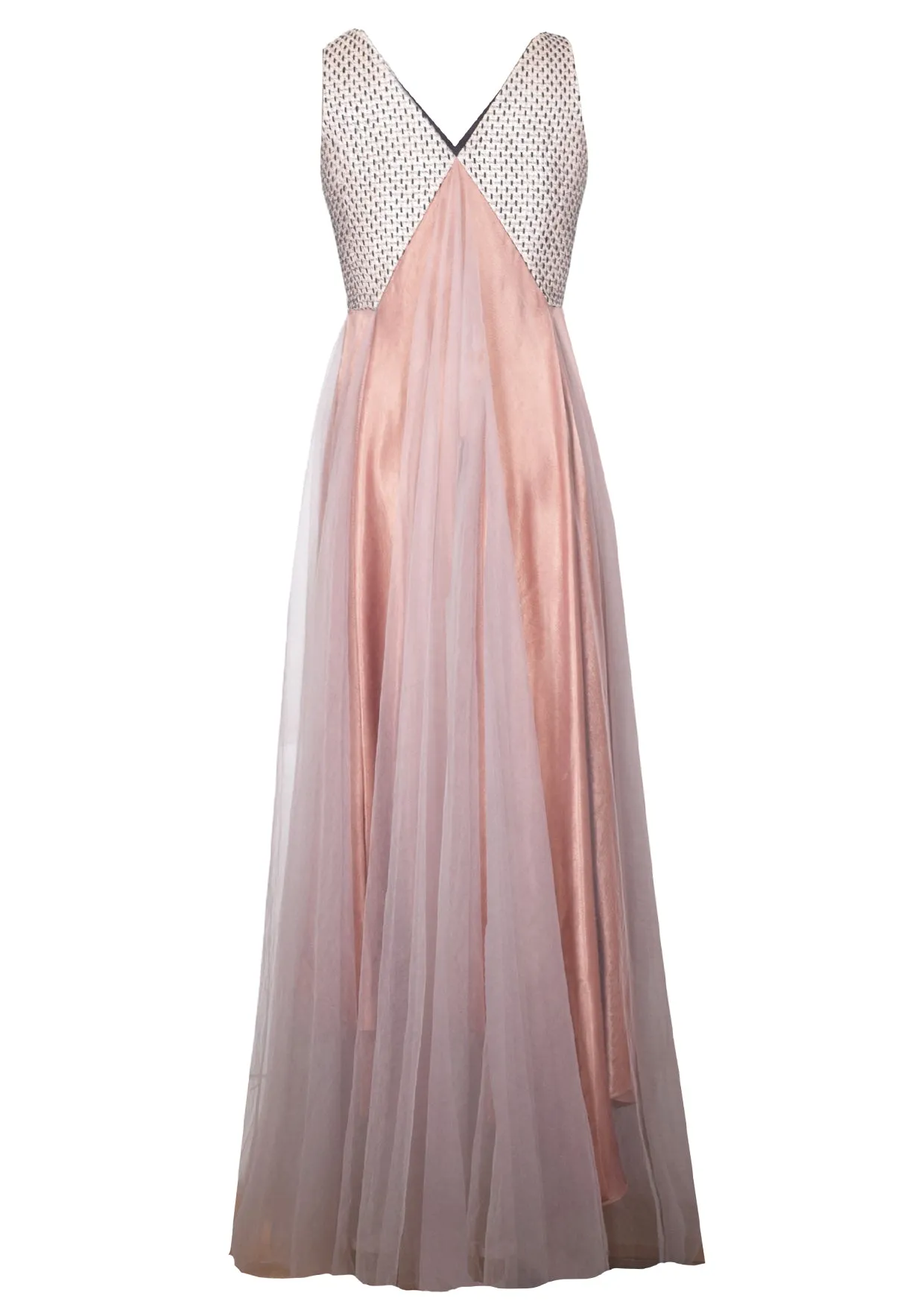 Embroidered Tulle Maxi Dress