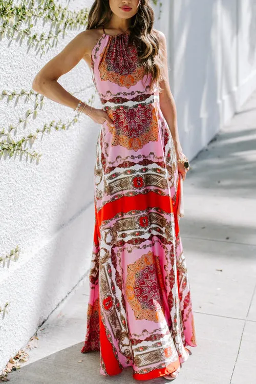 Feel Your Best Boho Print Sleeveless Maxi Dress