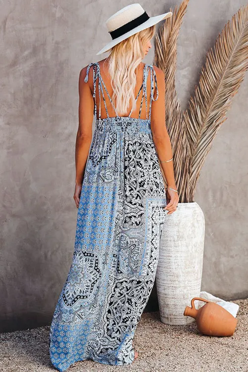 Field Day Printed Tie-Strap Maxi Dress