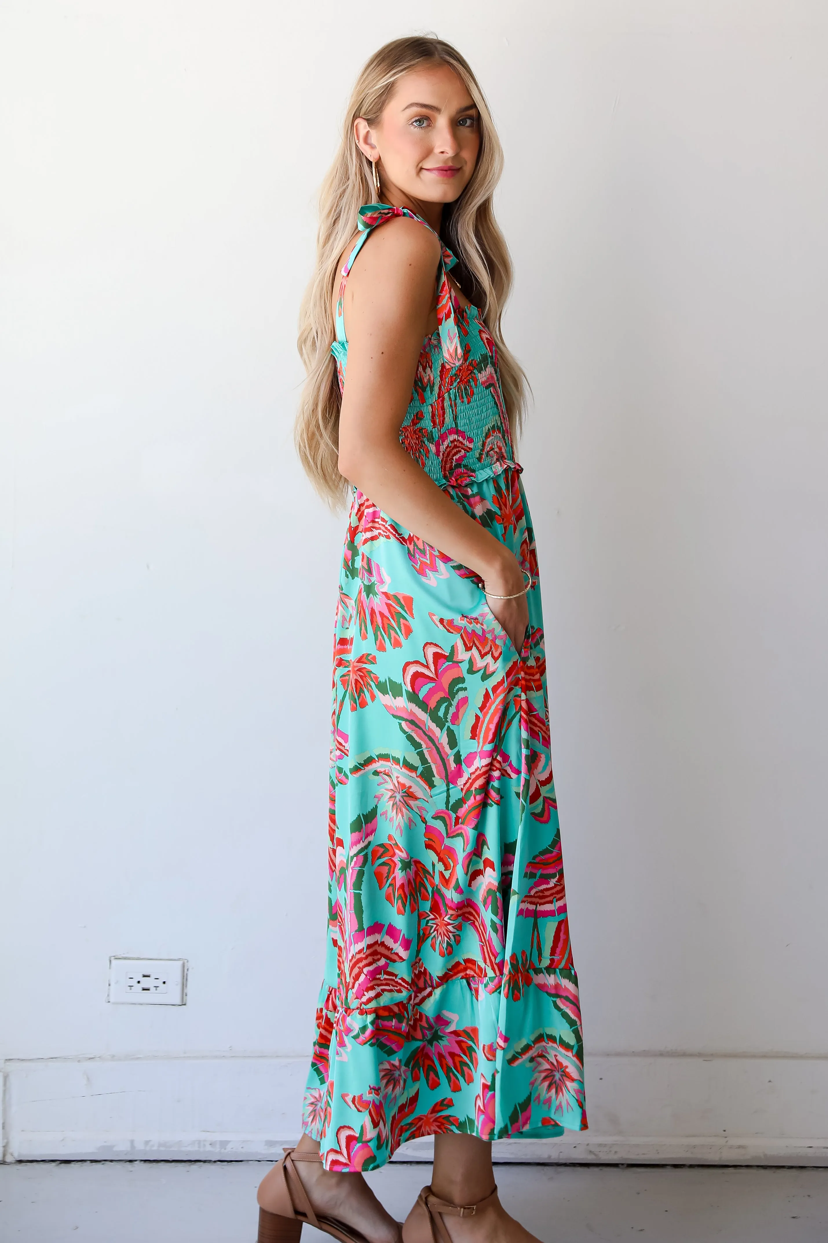 FINAL SALE - Flirty Dreamer Jade Satin Maxi Dress