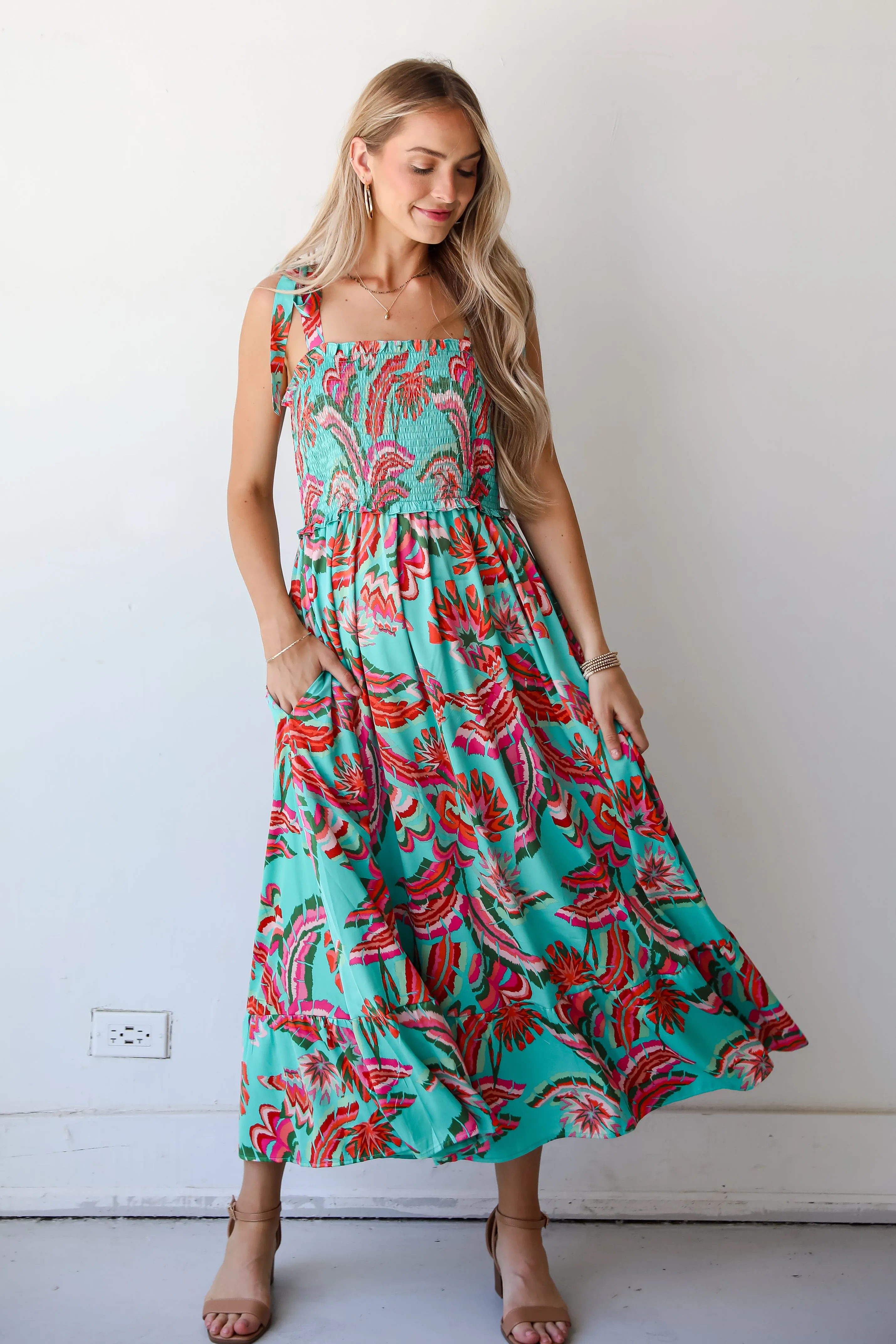 FINAL SALE - Flirty Dreamer Jade Satin Maxi Dress