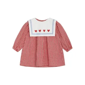 Floess Girls' Red & White Gingham Dress