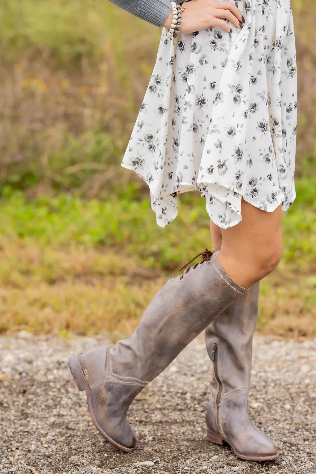 Floral Faux Layered Sweater Dress