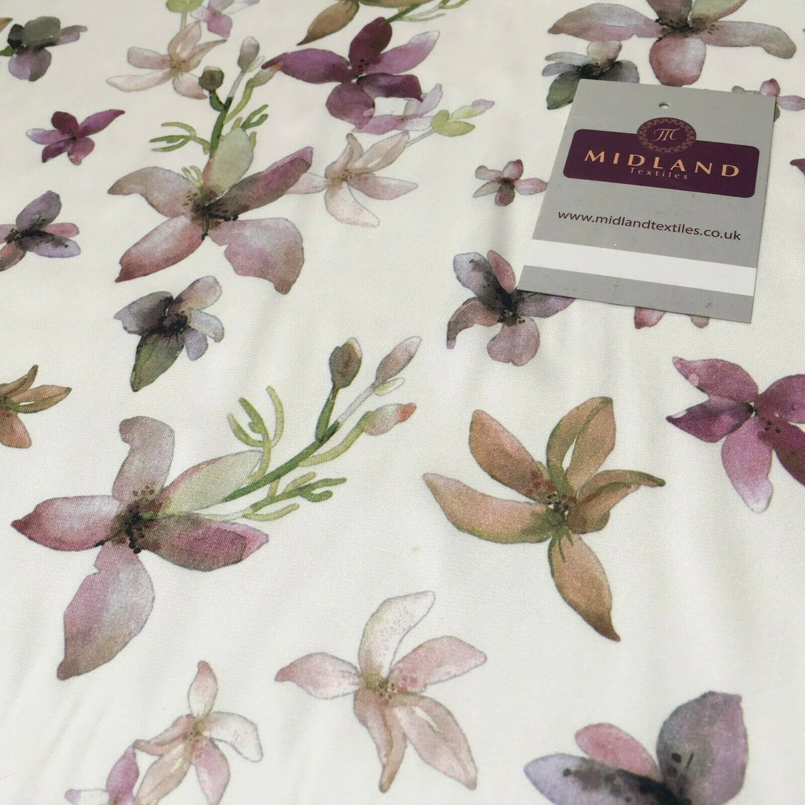 Floral Printed Silky Charmeuse Lightweight Satin Dress Fabric 150cm Wide MR1071