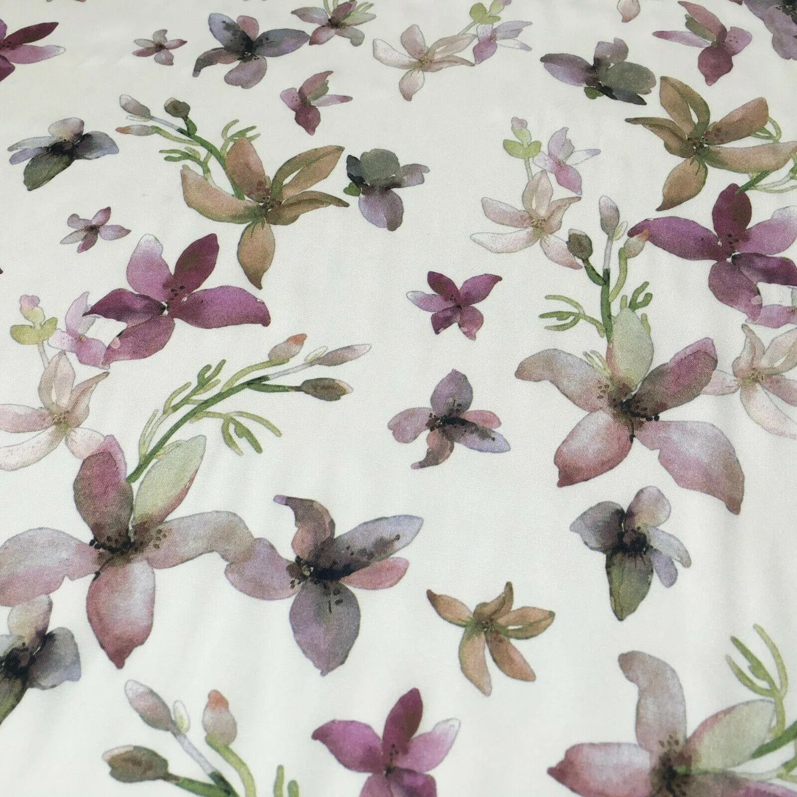 Floral Printed Silky Charmeuse Lightweight Satin Dress Fabric 150cm Wide MR1071