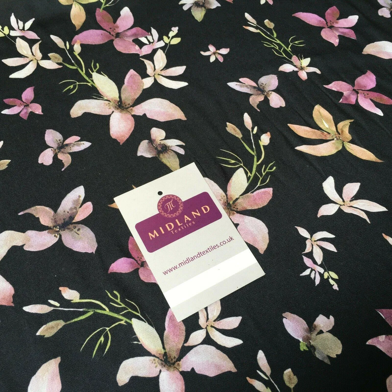 Floral Printed Silky Charmeuse Lightweight Satin Dress Fabric 150cm Wide MR1071