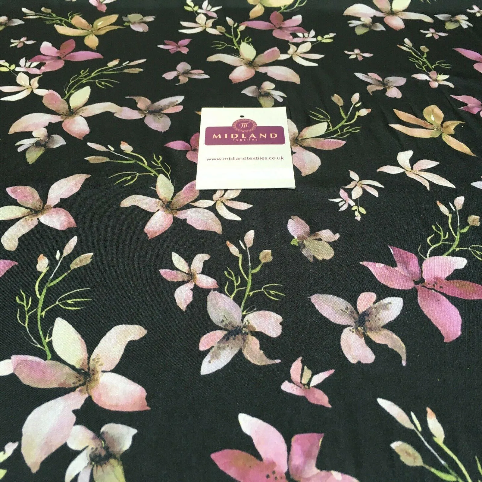 Floral Printed Silky Charmeuse Lightweight Satin Dress Fabric 150cm Wide MR1071