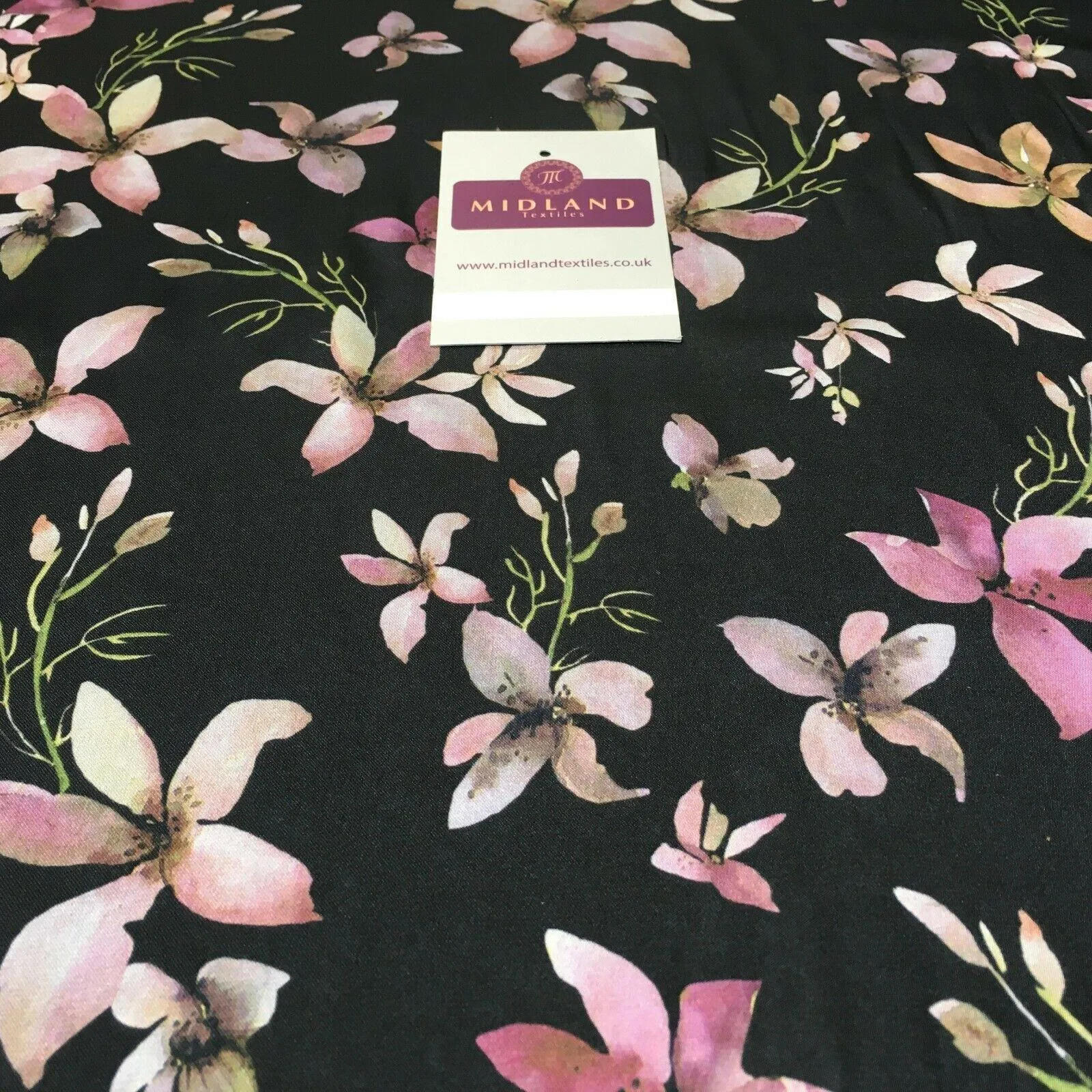 Floral Printed Silky Charmeuse Lightweight Satin Dress Fabric 150cm Wide MR1071