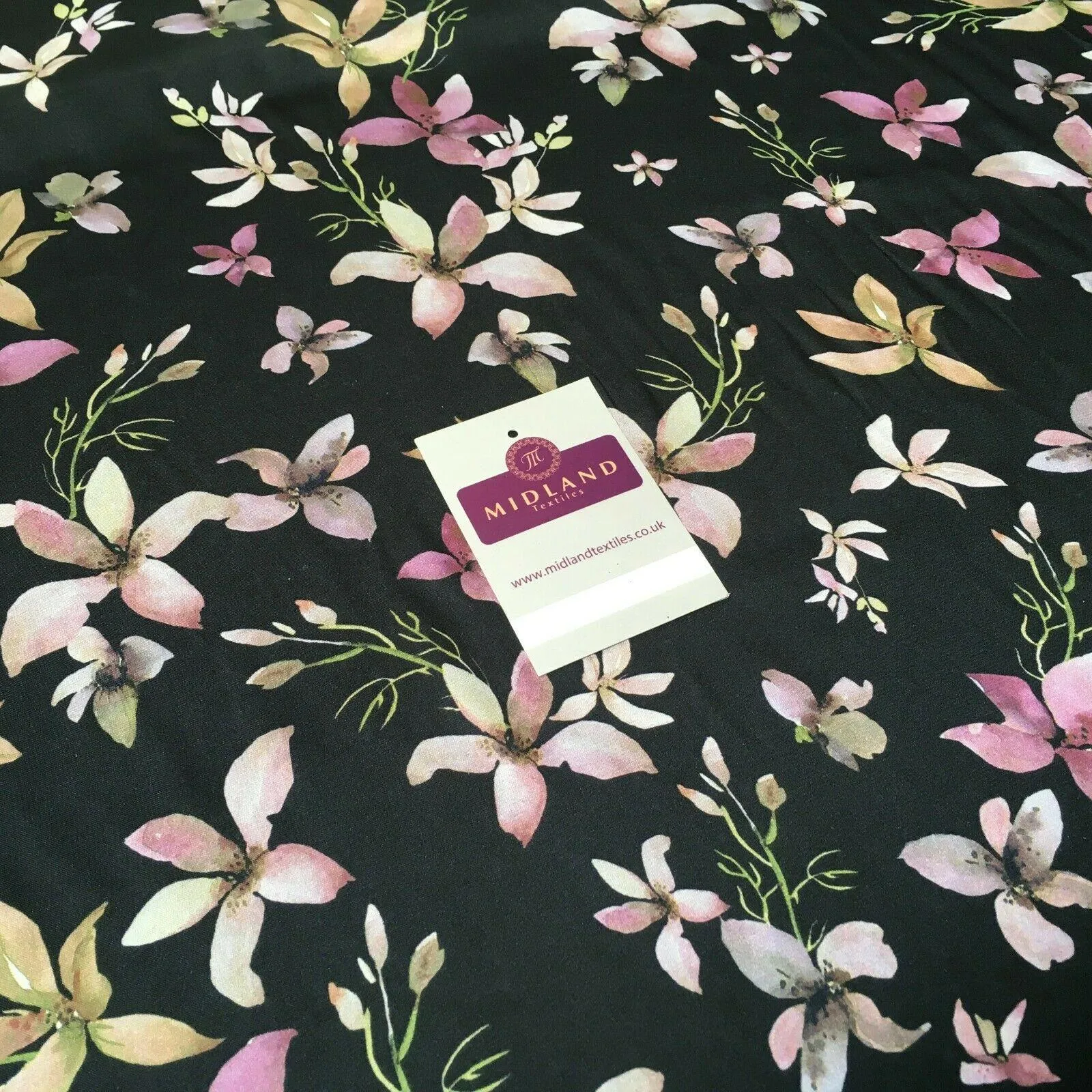 Floral Printed Silky Charmeuse Lightweight Satin Dress Fabric 150cm Wide MR1071