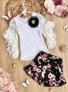 Fresh Flowers Boho Ruffle Shorts Set