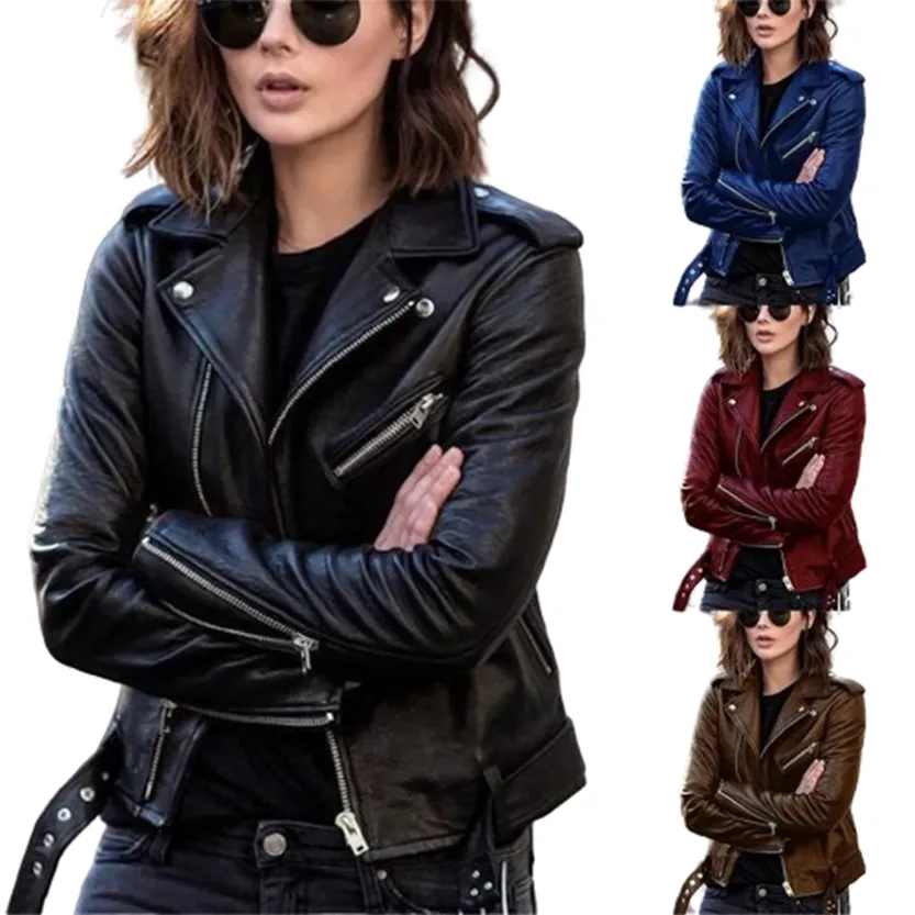 Funki Buys | Jackets | Women's Classic Faux Leather Zip Jacket