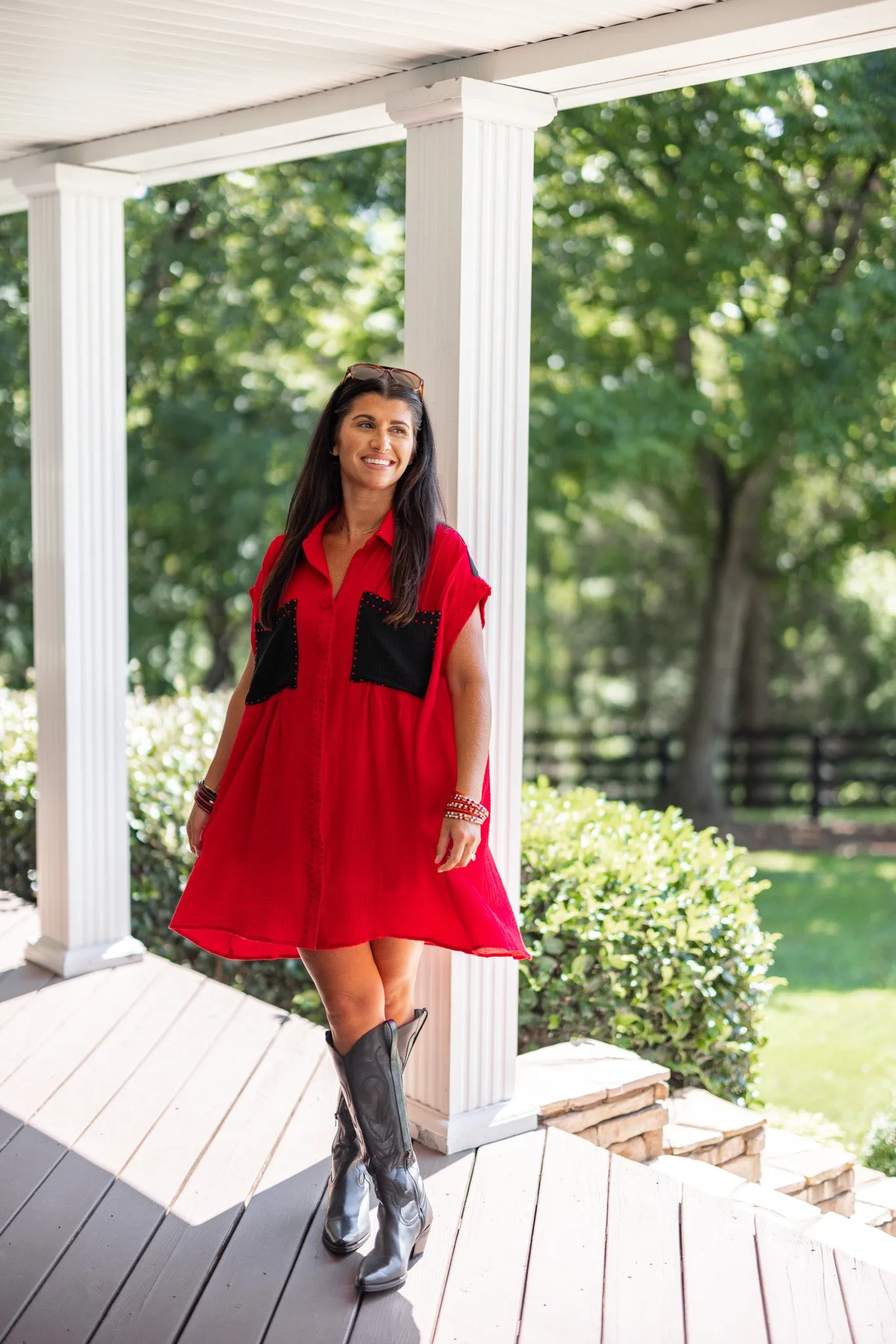 Game Day Glam Rhinestone Dress - Red