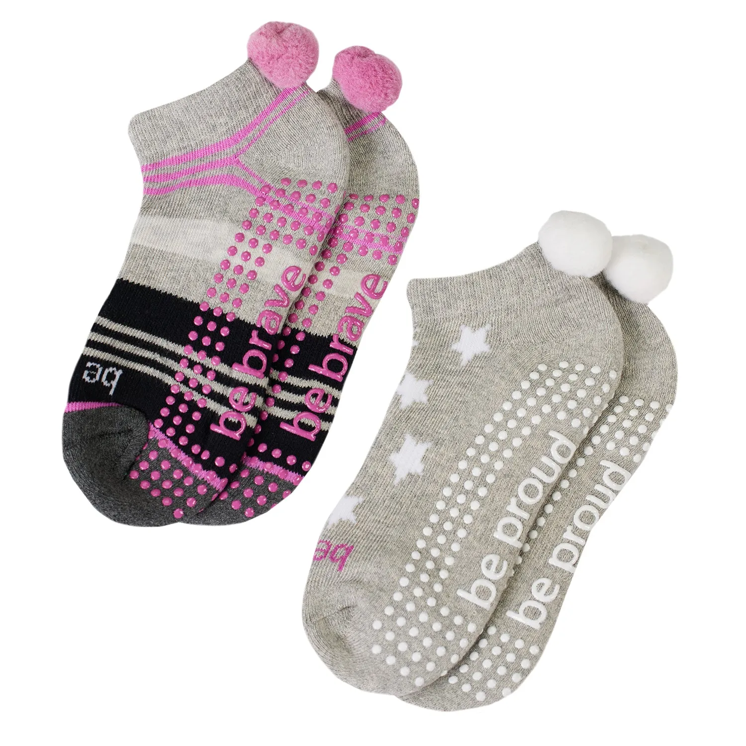 Girls 2 Pack Pom Pom Grip Socks 4T-6T (Frida)