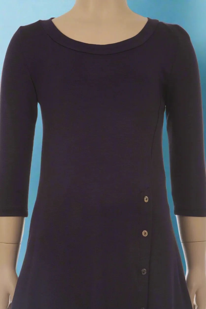 Girls High-Low Navy Blue Dress, Long Tunic Top, Sizes 6/8/10/12, Solid Navy Blue