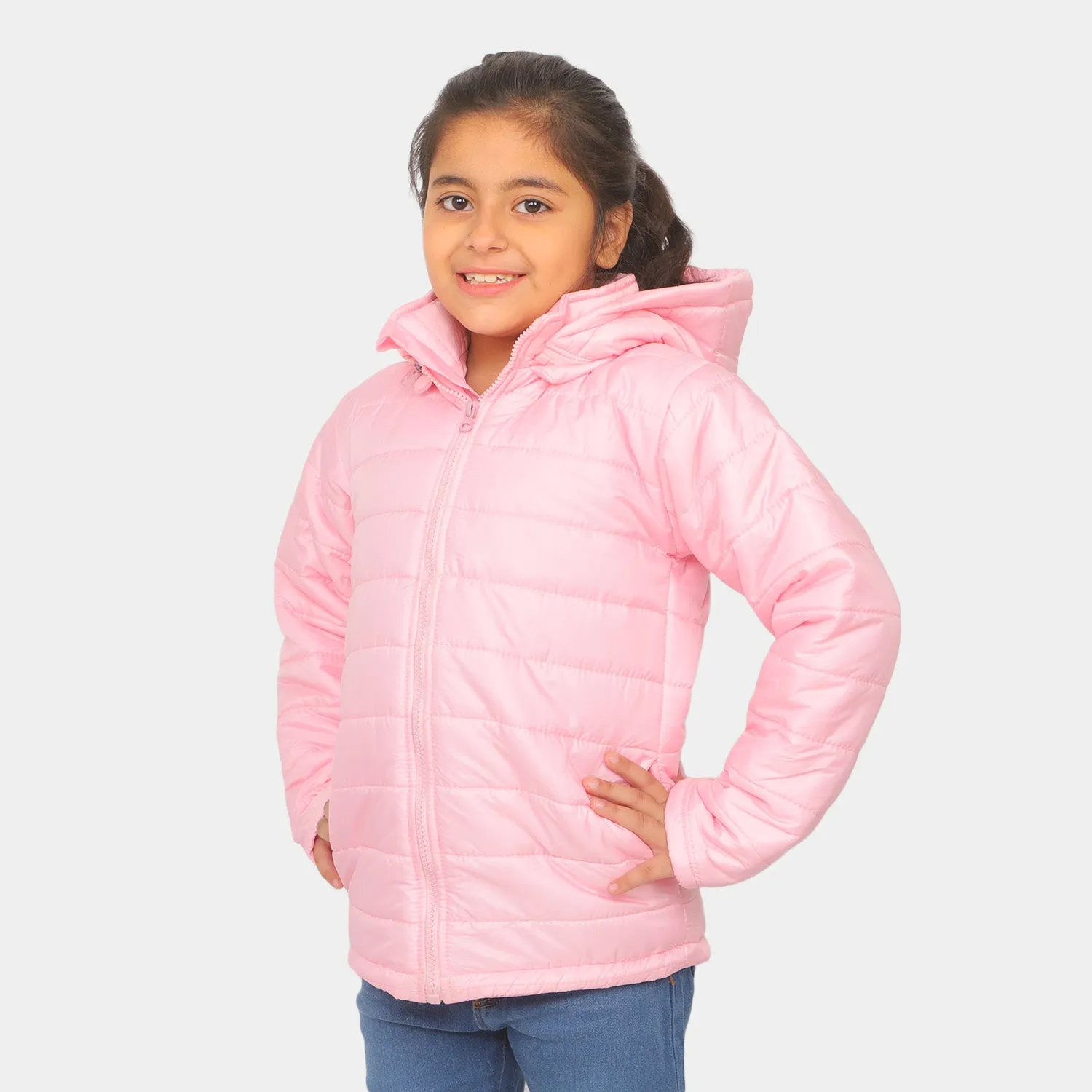 Girls Quilted Zipper Jacket Basic - Pink