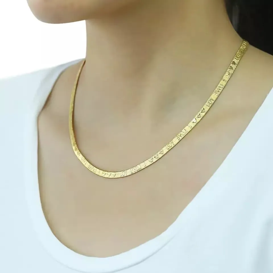 Gold filled “I love you” herringbone necklace