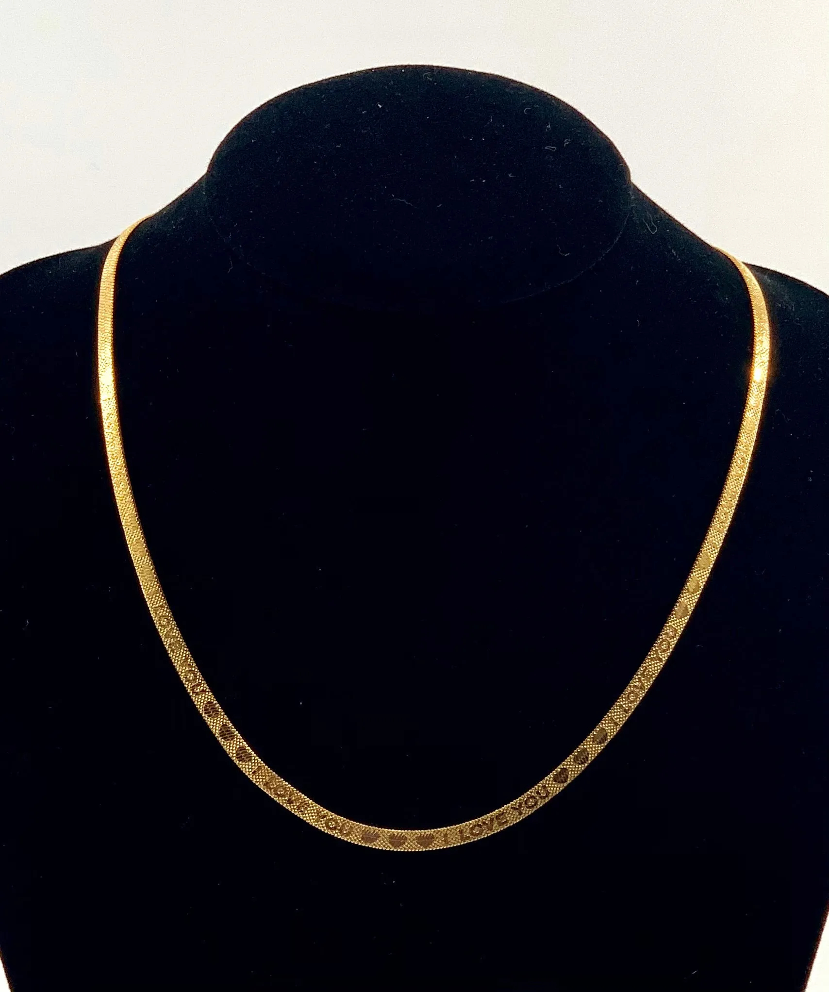 Gold filled “I love you” herringbone necklace