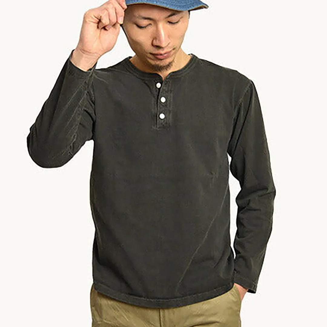 GOOD ON / Long Sleeve Henley Neck T-Shirt