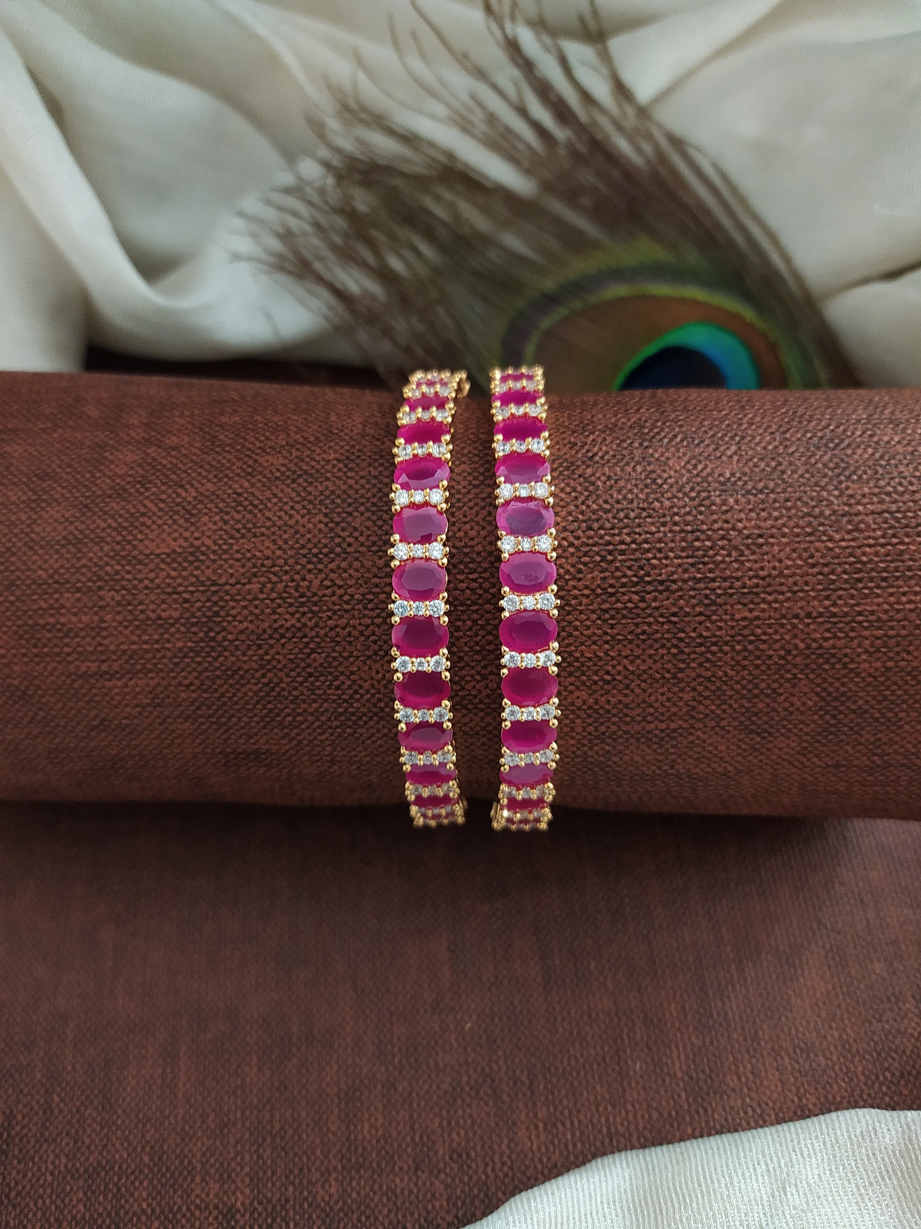 Grace full Gold Plated Zircon Bangles in Trending Colors