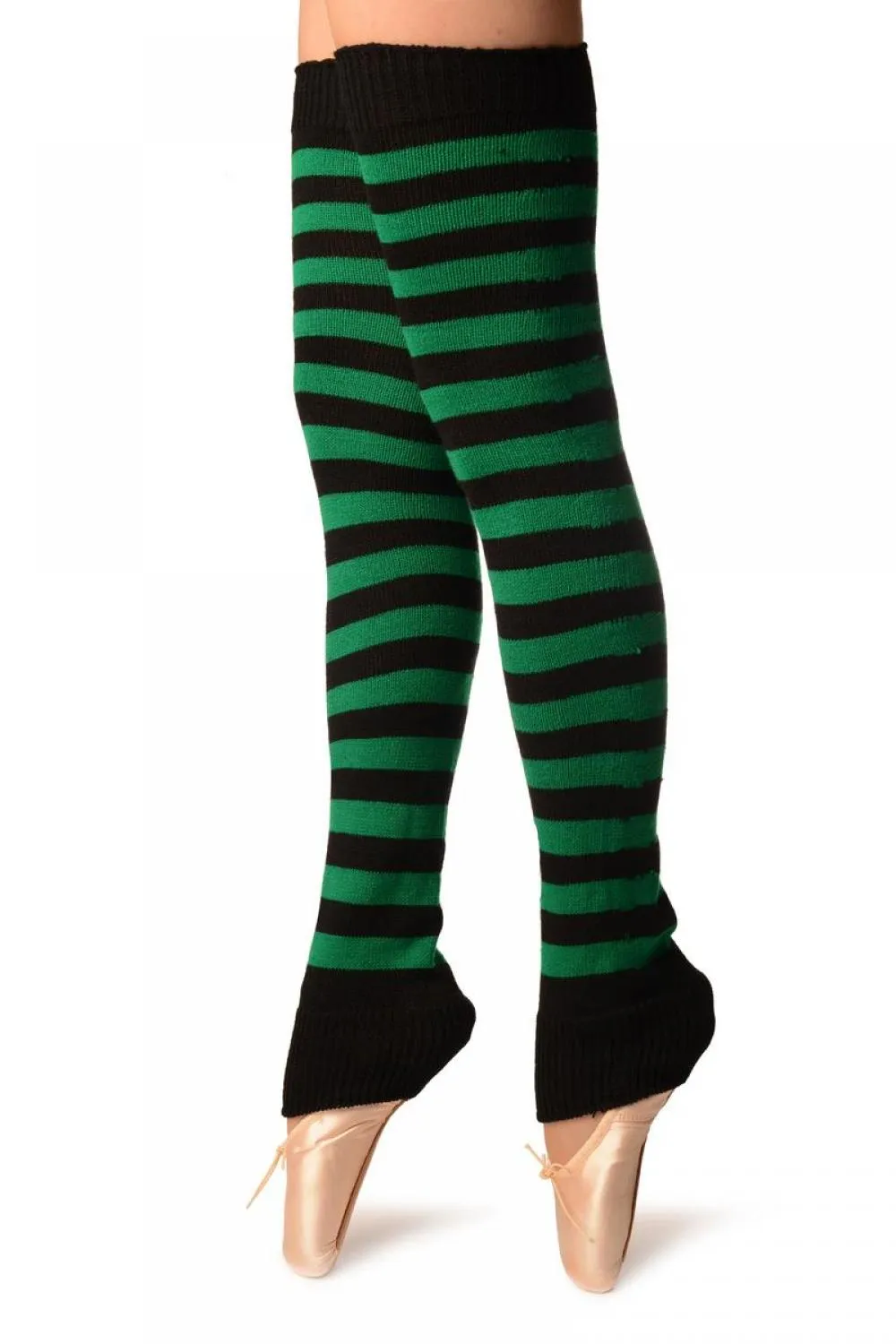 Green & Black Stripes Dance/Ballet Leg Warmers