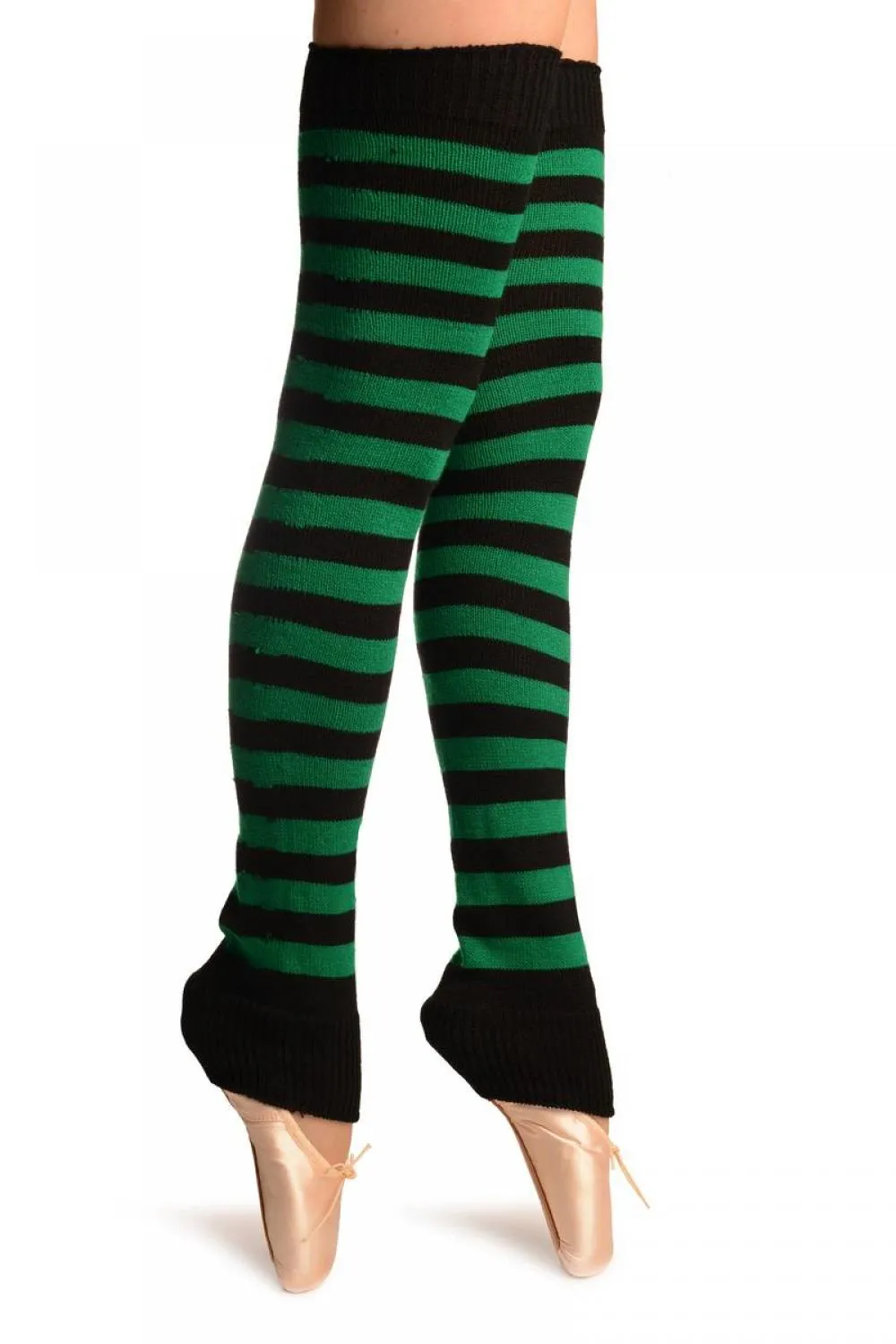 Green & Black Stripes Dance/Ballet Leg Warmers