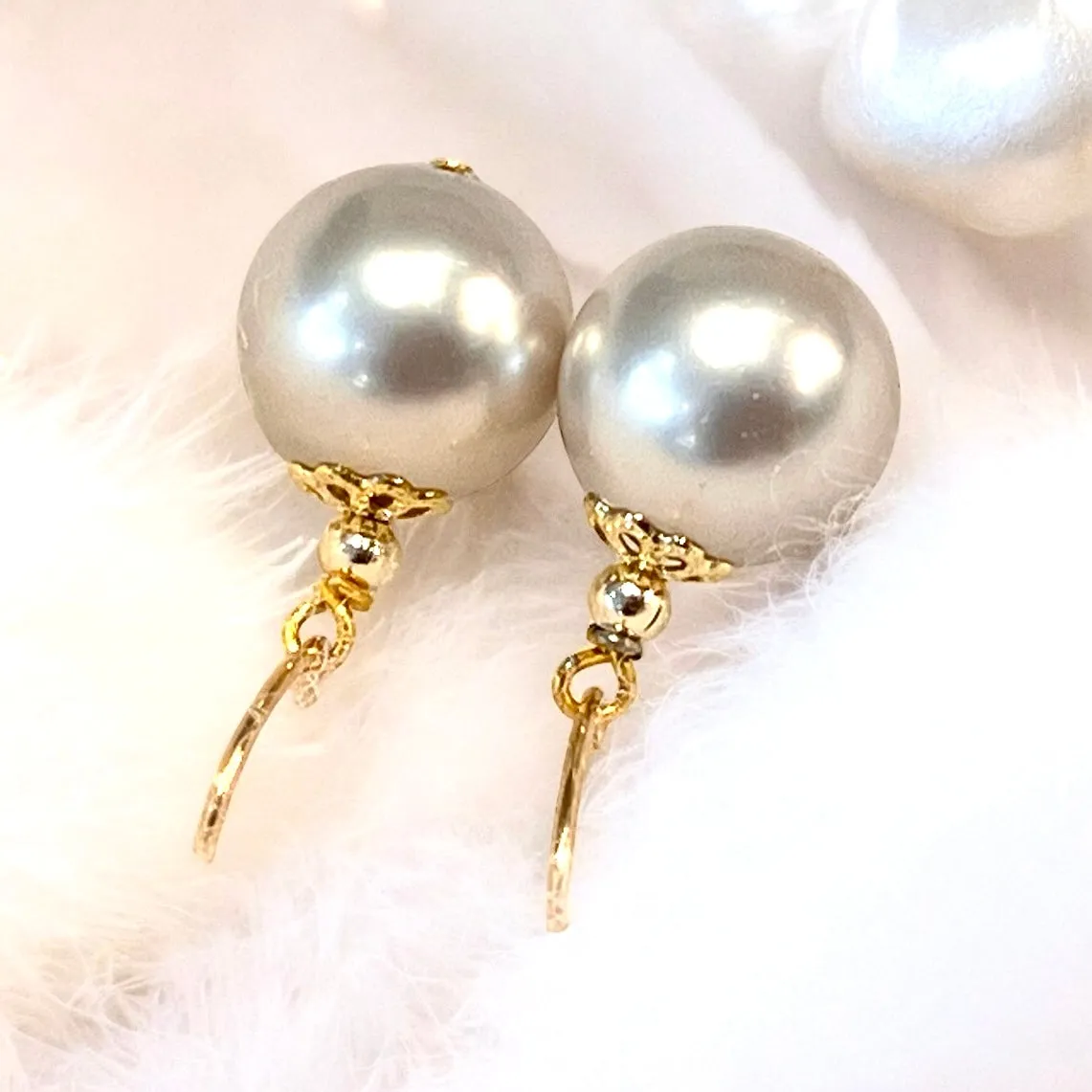 Grey Mother Of Pearl Drop earrings IN Gold