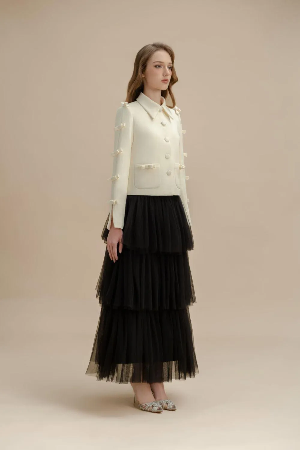 Gwyneth Layered Gathered Tulle Ankle Length Skirt