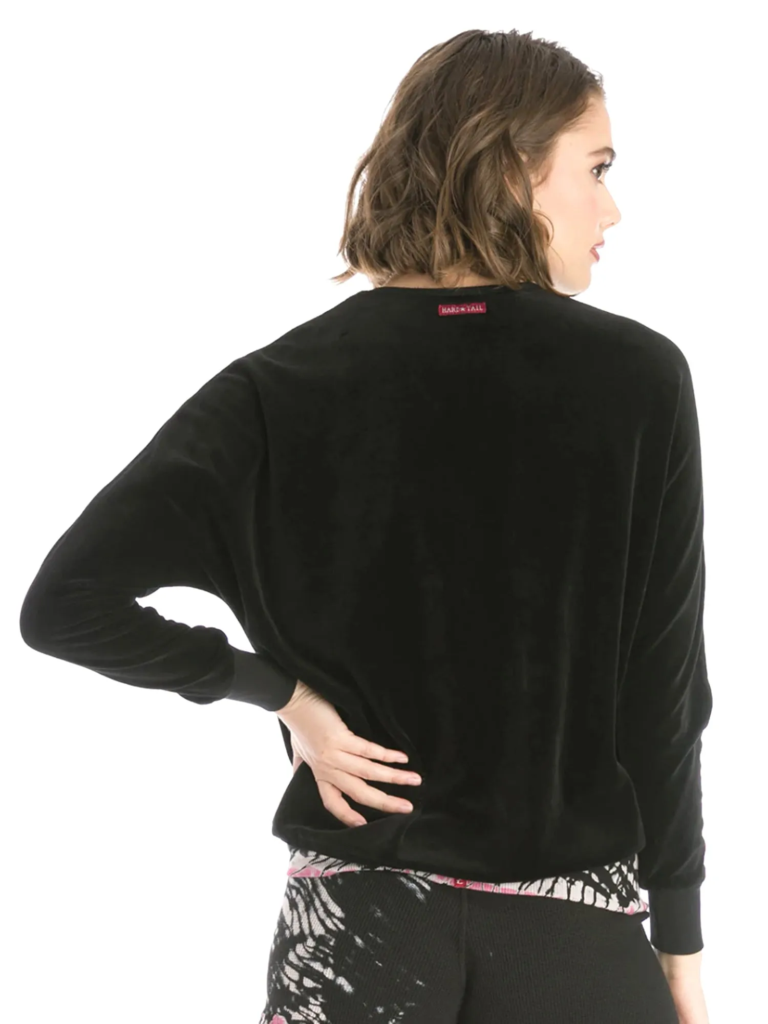 Hard Tail Velour Slouchy Drawstring Pullover Top (Style V-217)