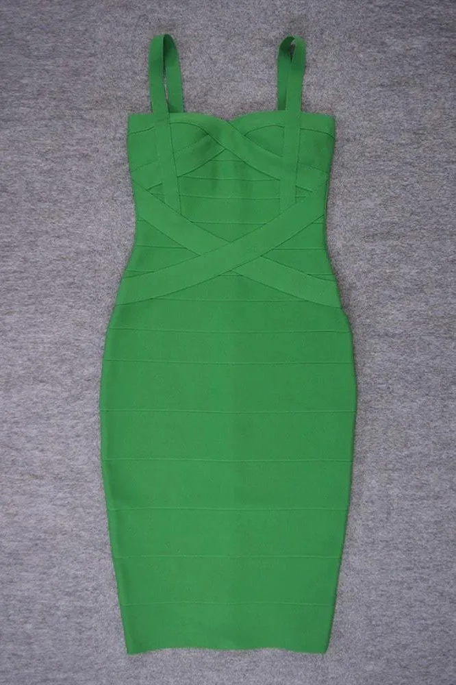 Heidi Bandage Midi Dress - Emerald Green