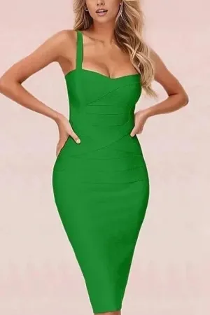 Heidi Bandage Midi Dress - Emerald Green