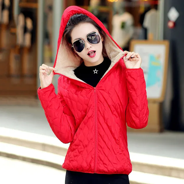 Hooded Fleece Women Winter Jacket 2017 New Arrival Casual Warm Long Sleeve Plus Size Ladies Basic Coat jaqueta feminina