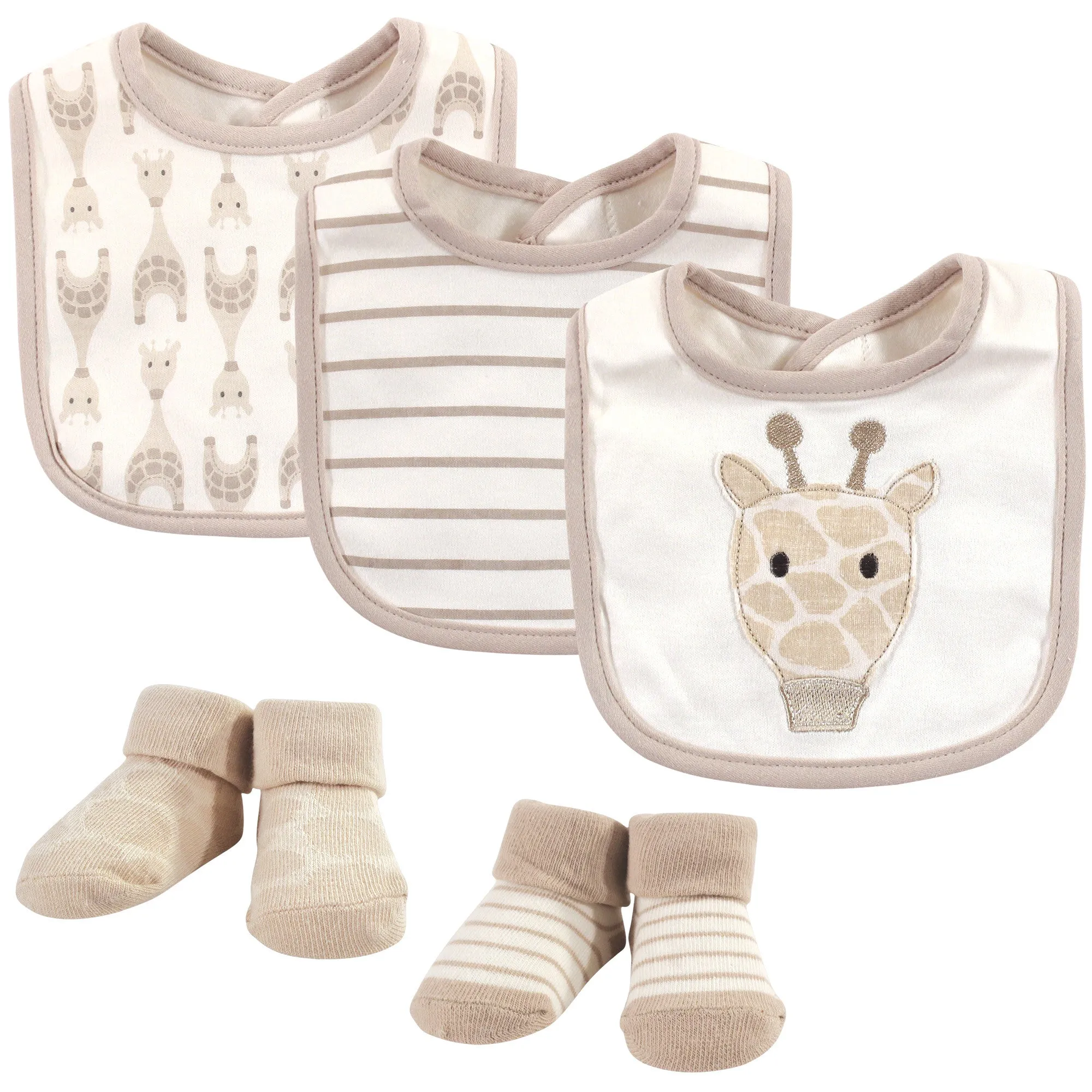 Hudson Baby Cotton Bib and Sock Set, Giraffe