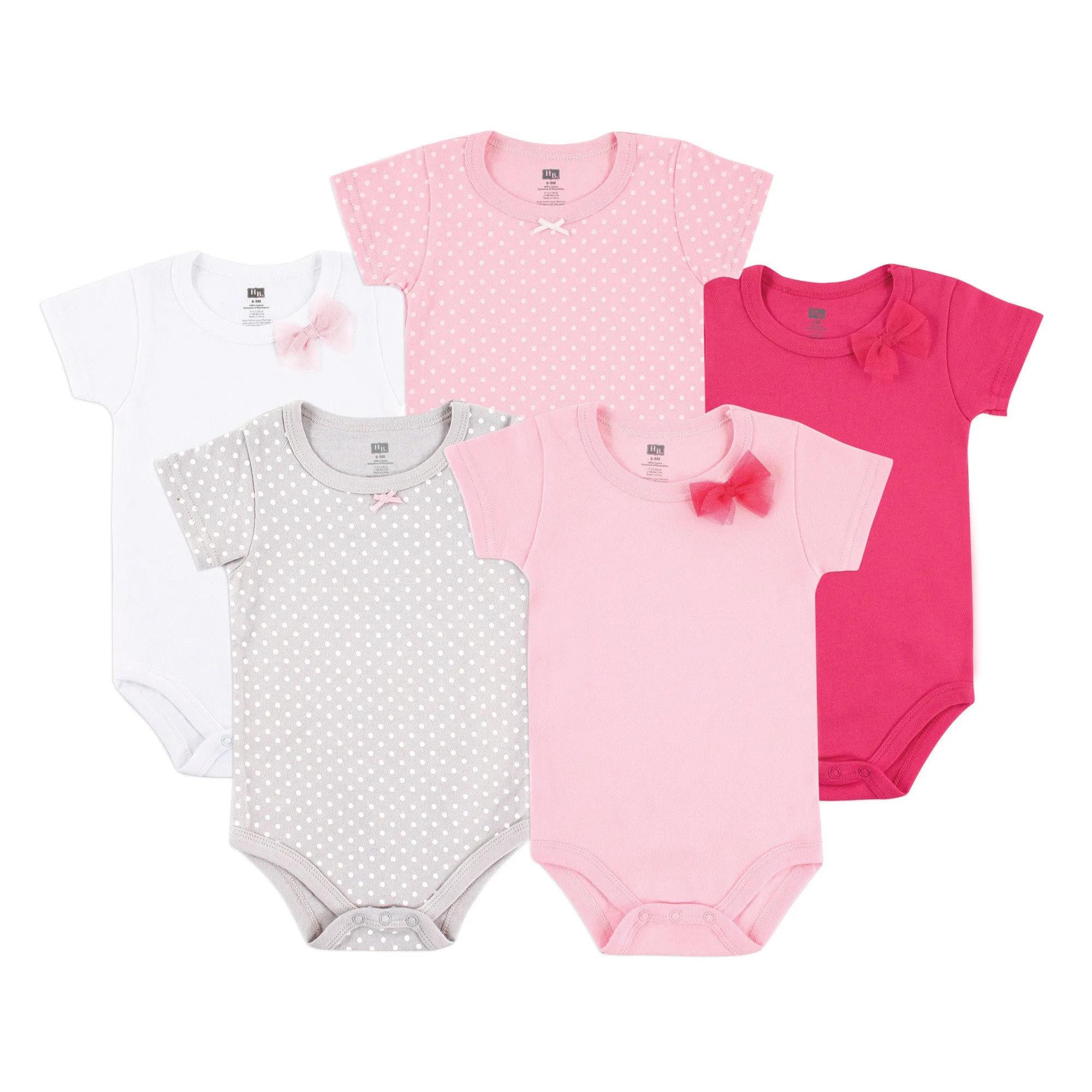 Hudson Baby Cotton Bodysuits, Basic Bow