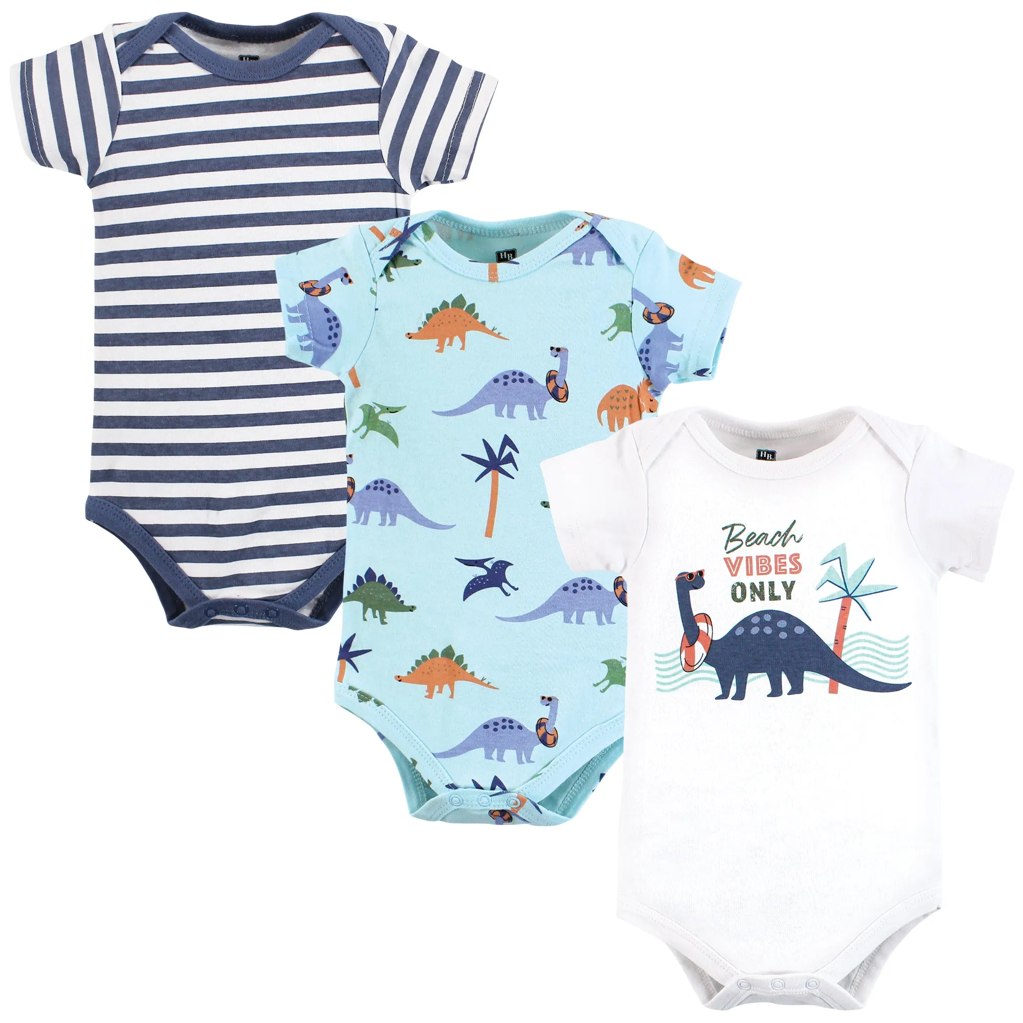 Hudson Baby Cotton Bodysuits, Beach Dino