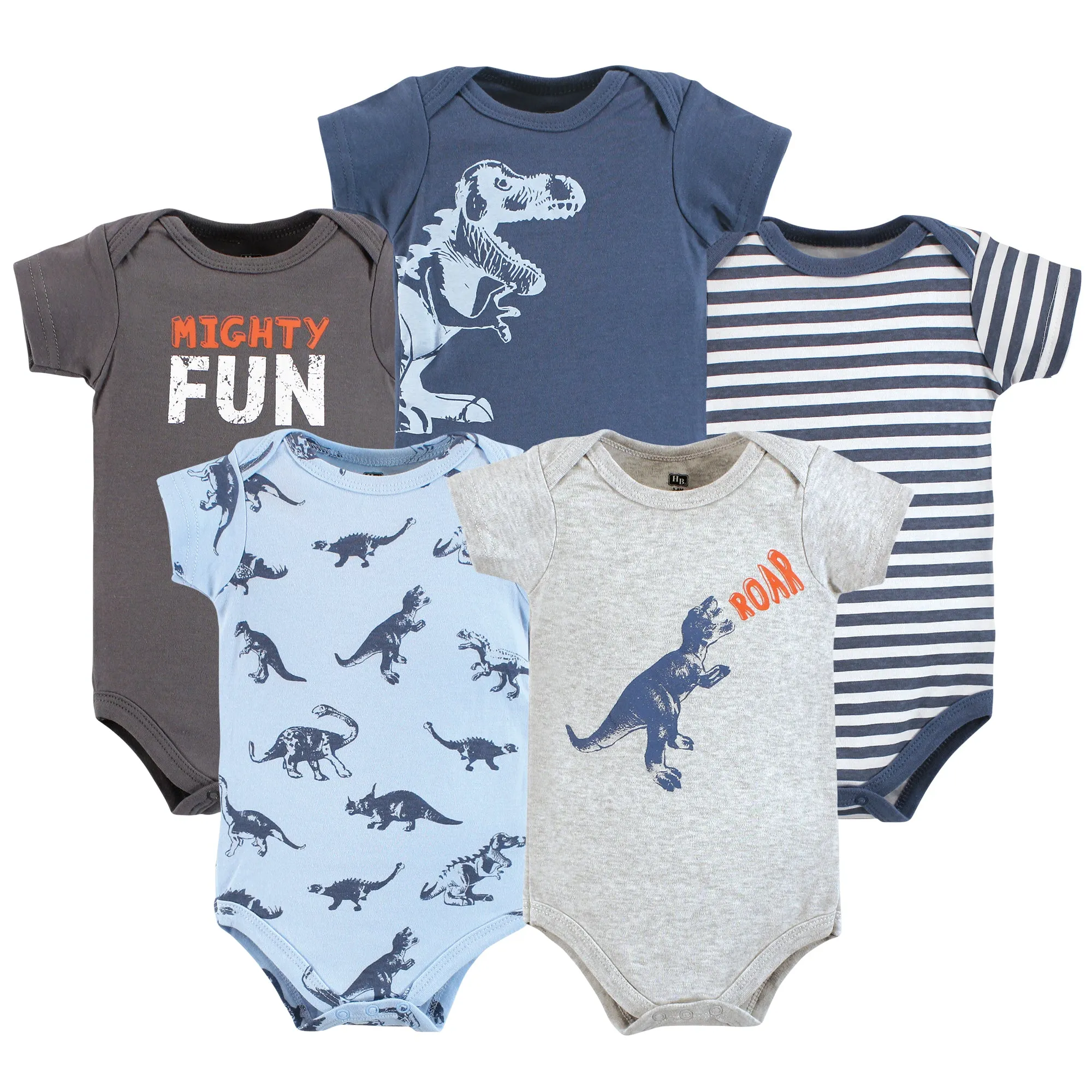 Hudson Baby Cotton Bodysuits, Dino Roar