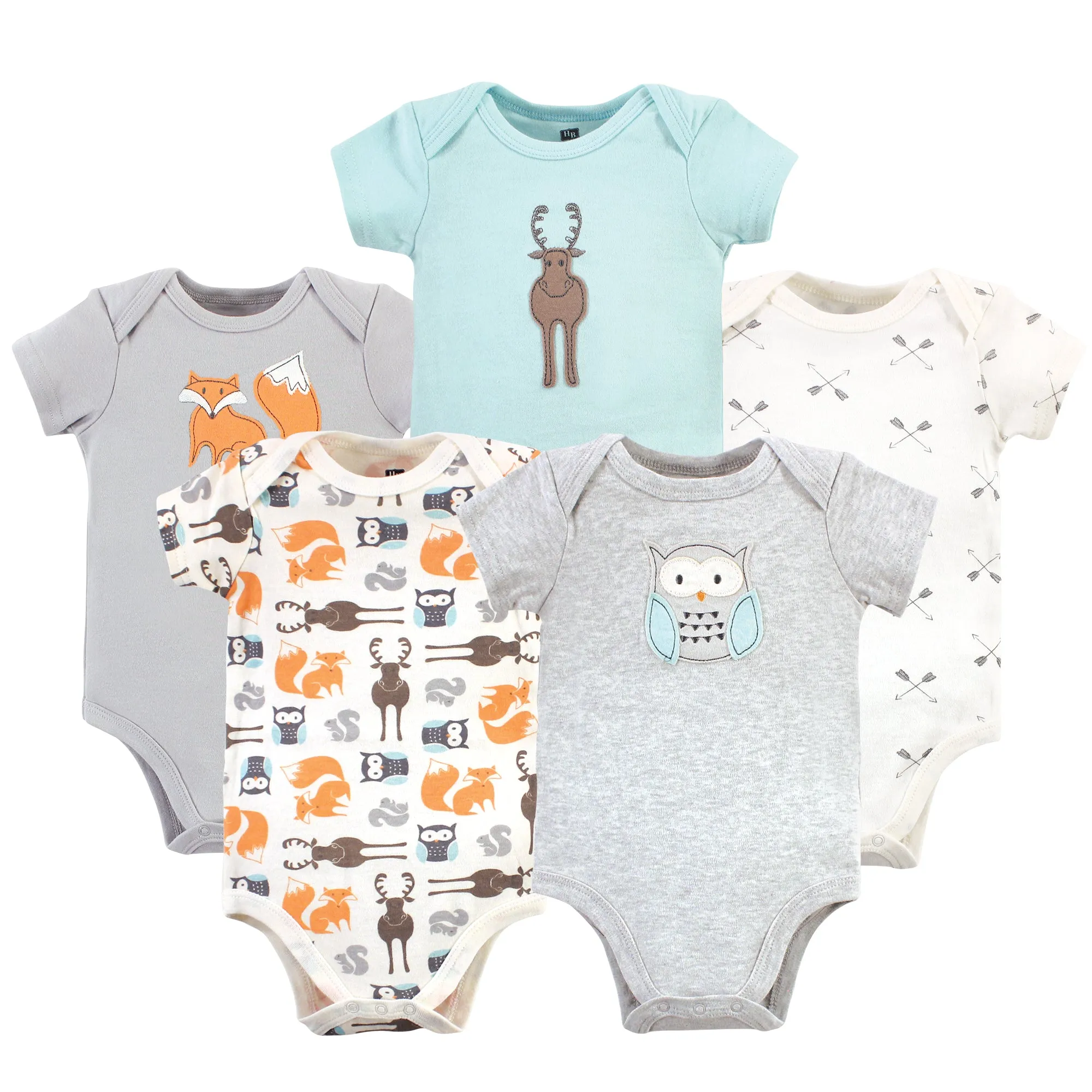 Hudson Baby Cotton Bodysuits, Forest Neutral