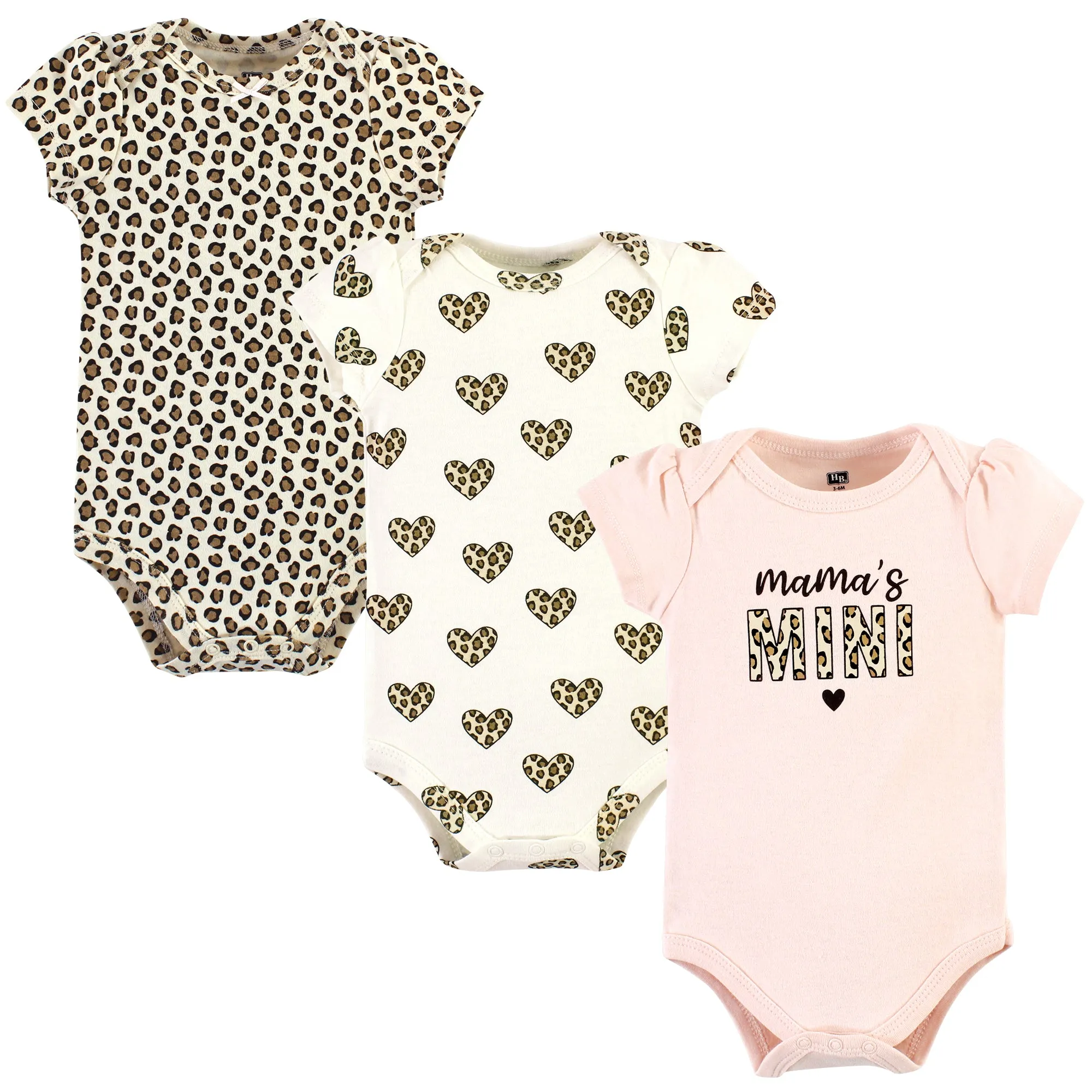 Hudson Baby Cotton Bodysuits, Leopard Hearts 3 Pack