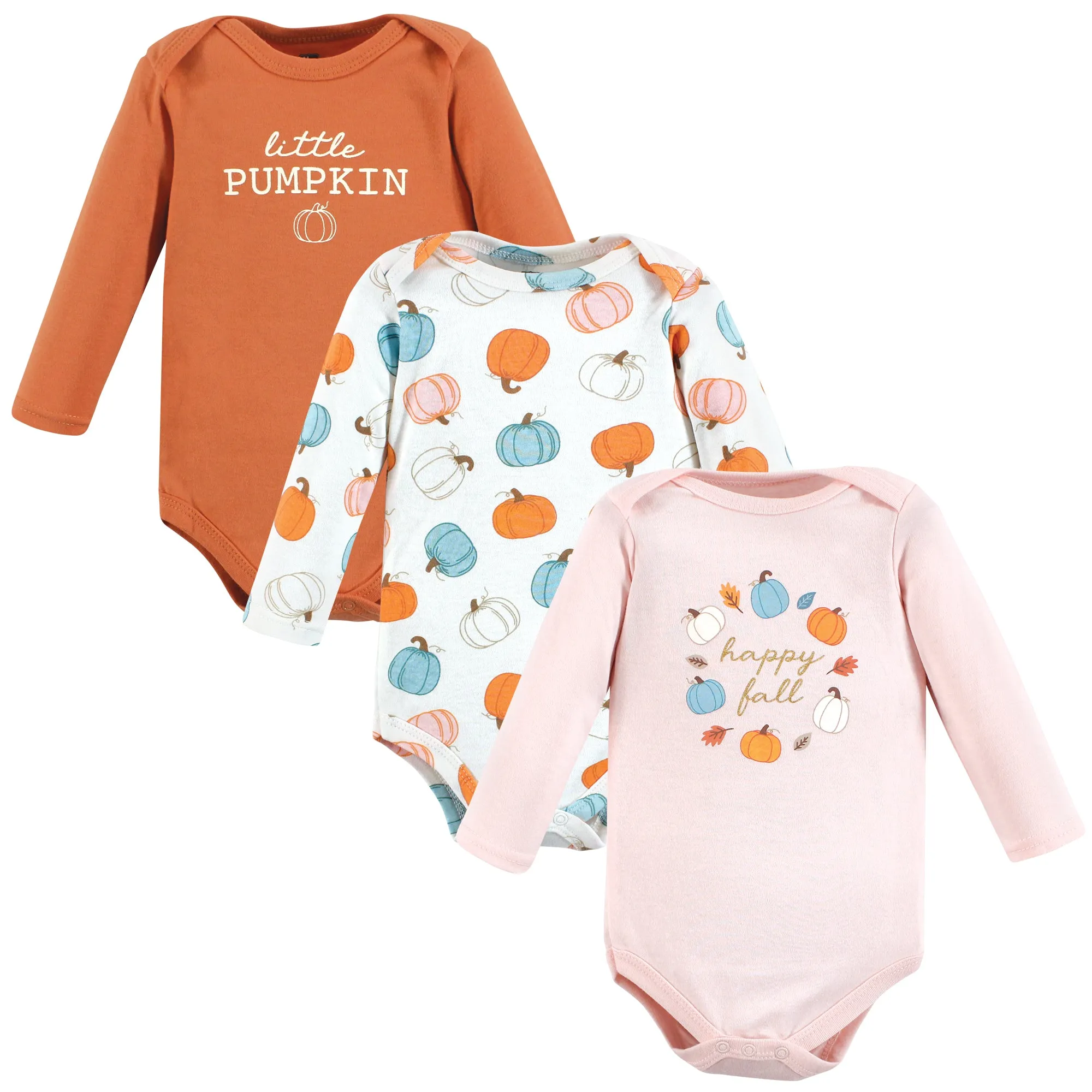 Hudson Baby Cotton Long-Sleeve Bodysuits, Happy Fall 3-Pack