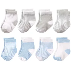 Hudson Baby Cotton Rich Newborn and Terry Socks, Light Blue Gray